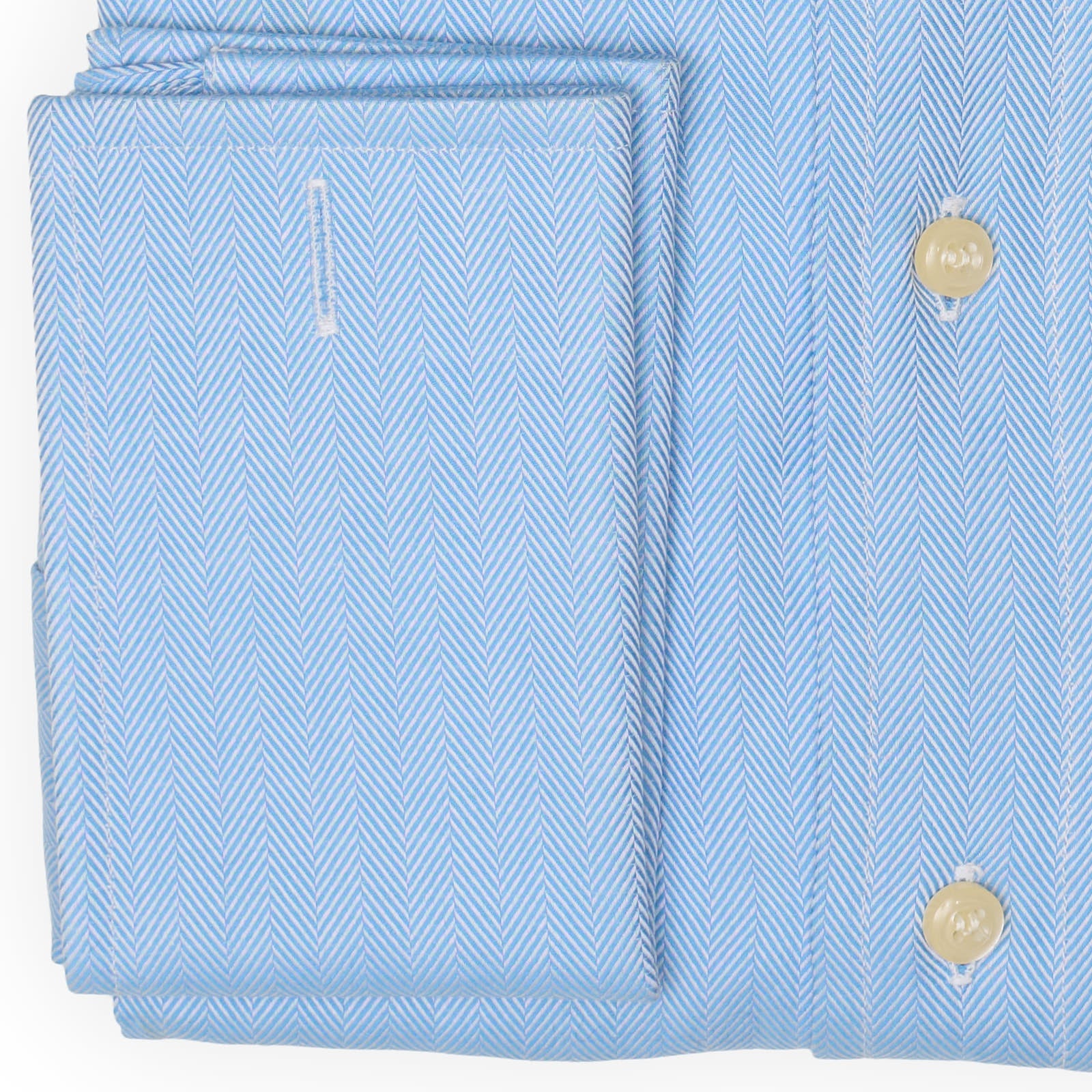 FENICIA Blue Herringbone Cotton French Cuff Dress Shirt EU 38 NEW US 15