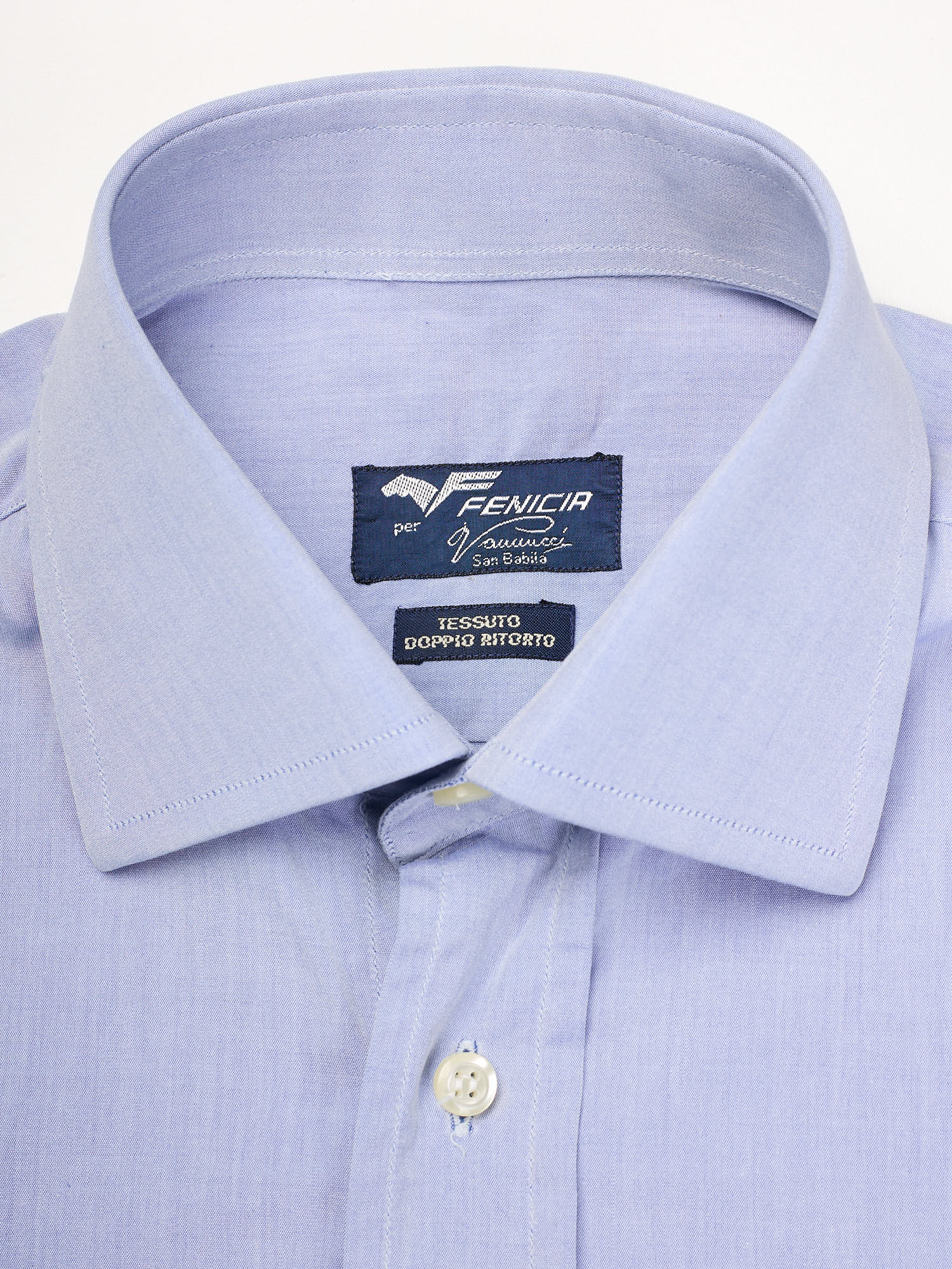 FENICIA Blue Plain Weave Cotton Standard Cuff Dress Shirt EU 38 NEW US 15