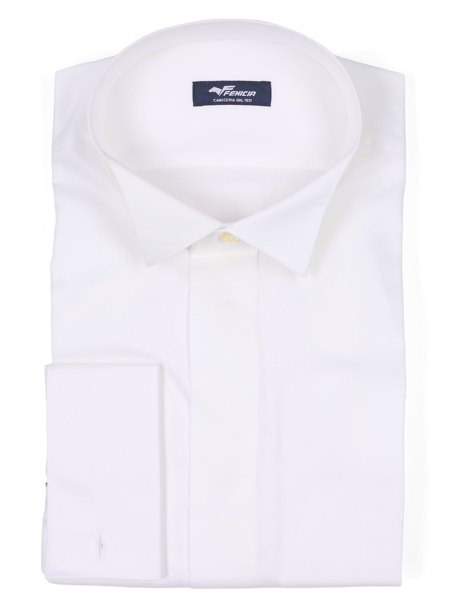 FENICIA Formal Tuxedo White Oxford French Cuff Dress Shirt NEW