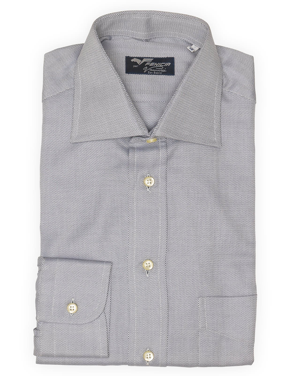 FENICIA for Vannucci Gray Cotton Dress Shirt EU 38 New US 15