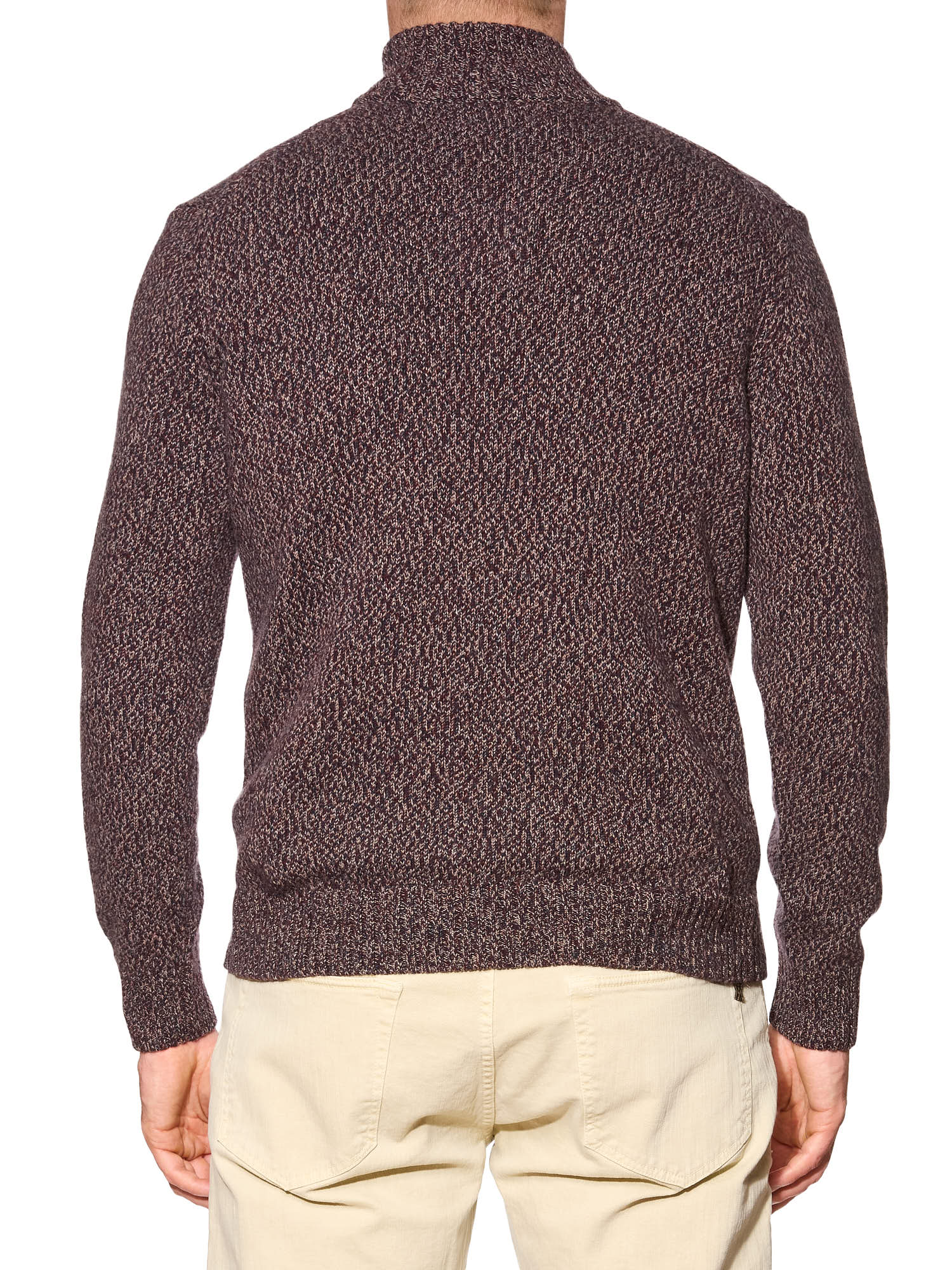 FERRANTE Royal Red Multicolor Merino s'120 Wool - Cashmere Sweater EU 50 US M