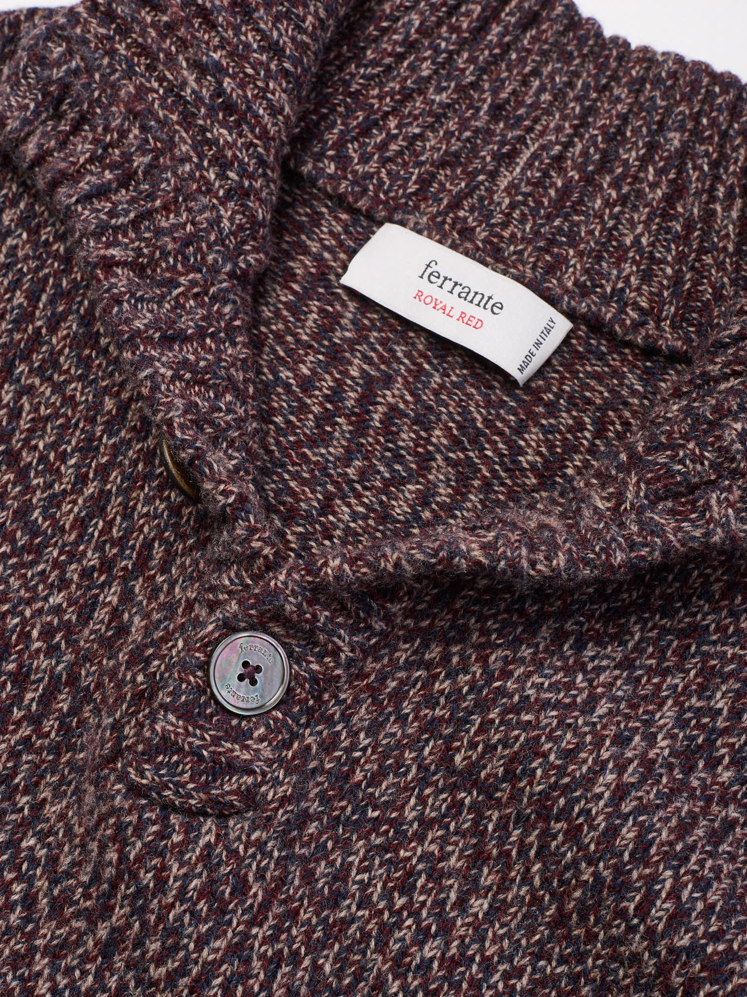 FERRANTE Royal Red Multicolor Merino s'120 Wool - Cashmere Sweater EU 50 US M