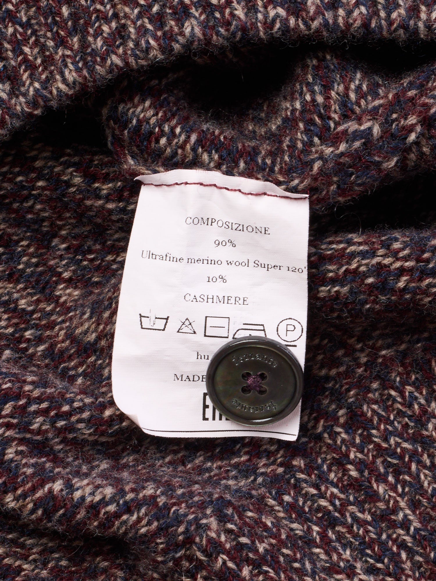 FERRANTE Royal Red Multicolor Merino s'120 Wool - Cashmere Sweater EU 50 US M