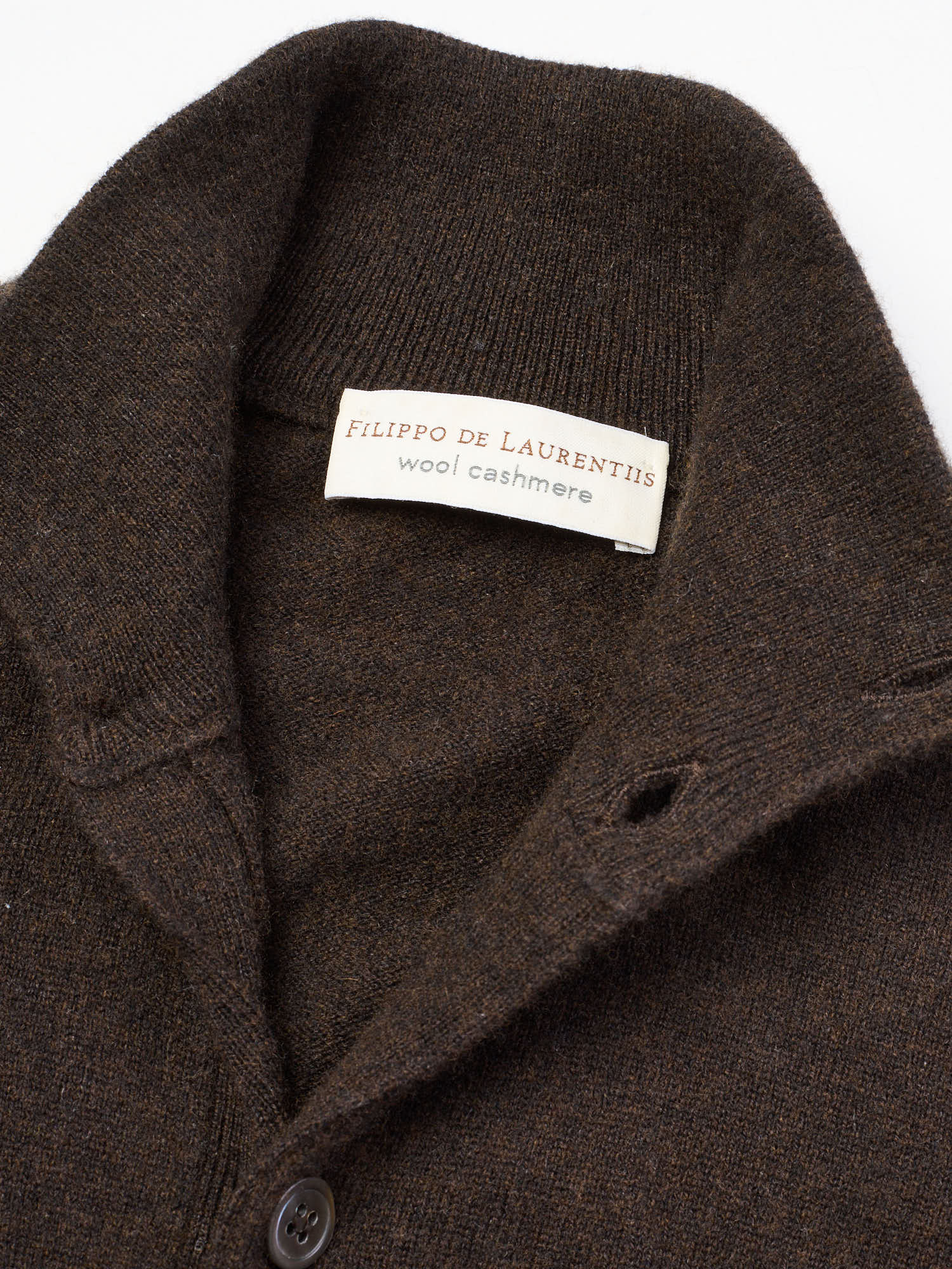 FILIPPO DE LAURENTIIS Brown 120's Merino Wool-Cashmere Cardigan EU 50 US M