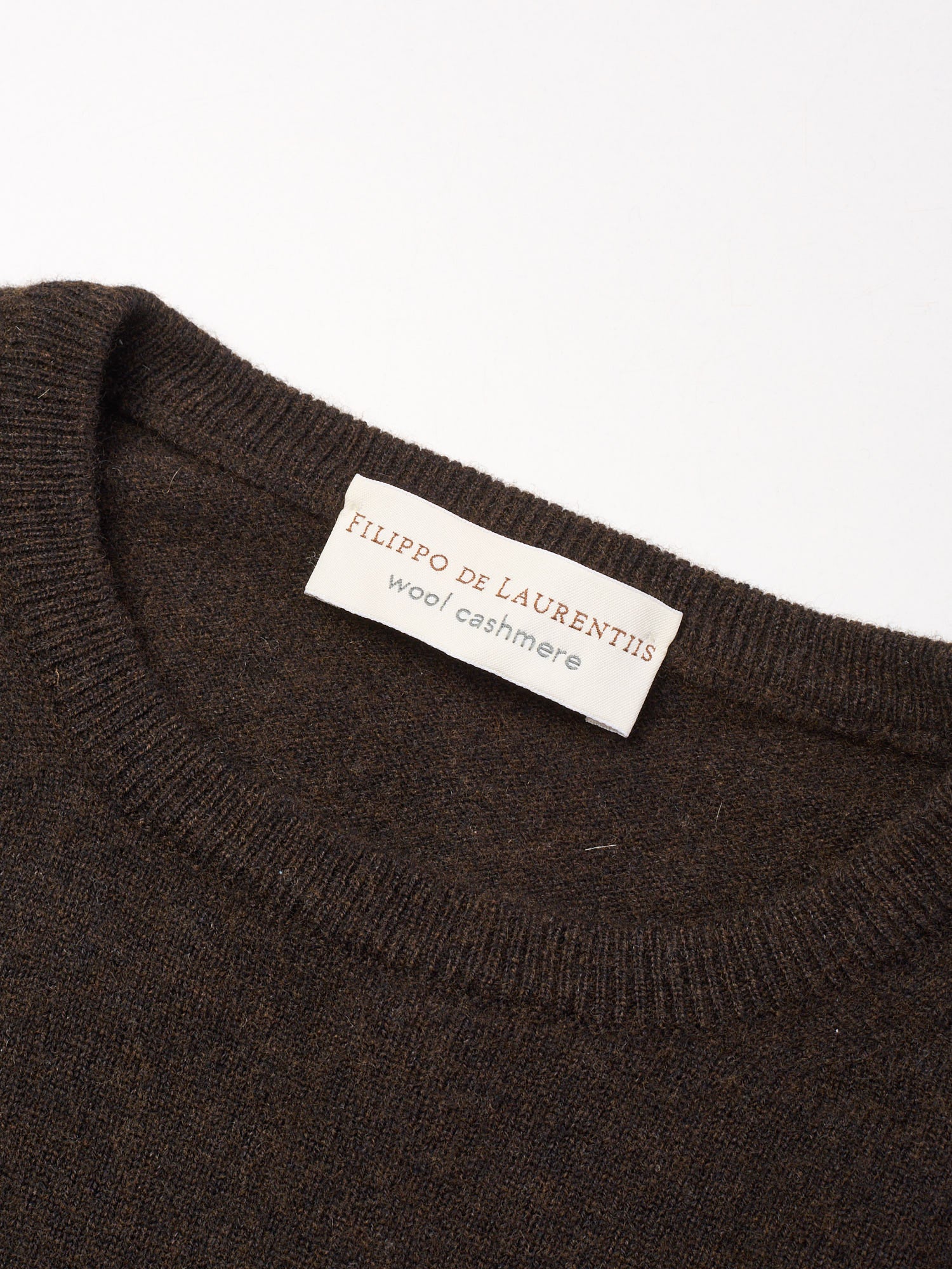 FILIPPO DE LAURENTIIS Brown 120's Merino Wool-Cashmere Sweater EU 52 US L