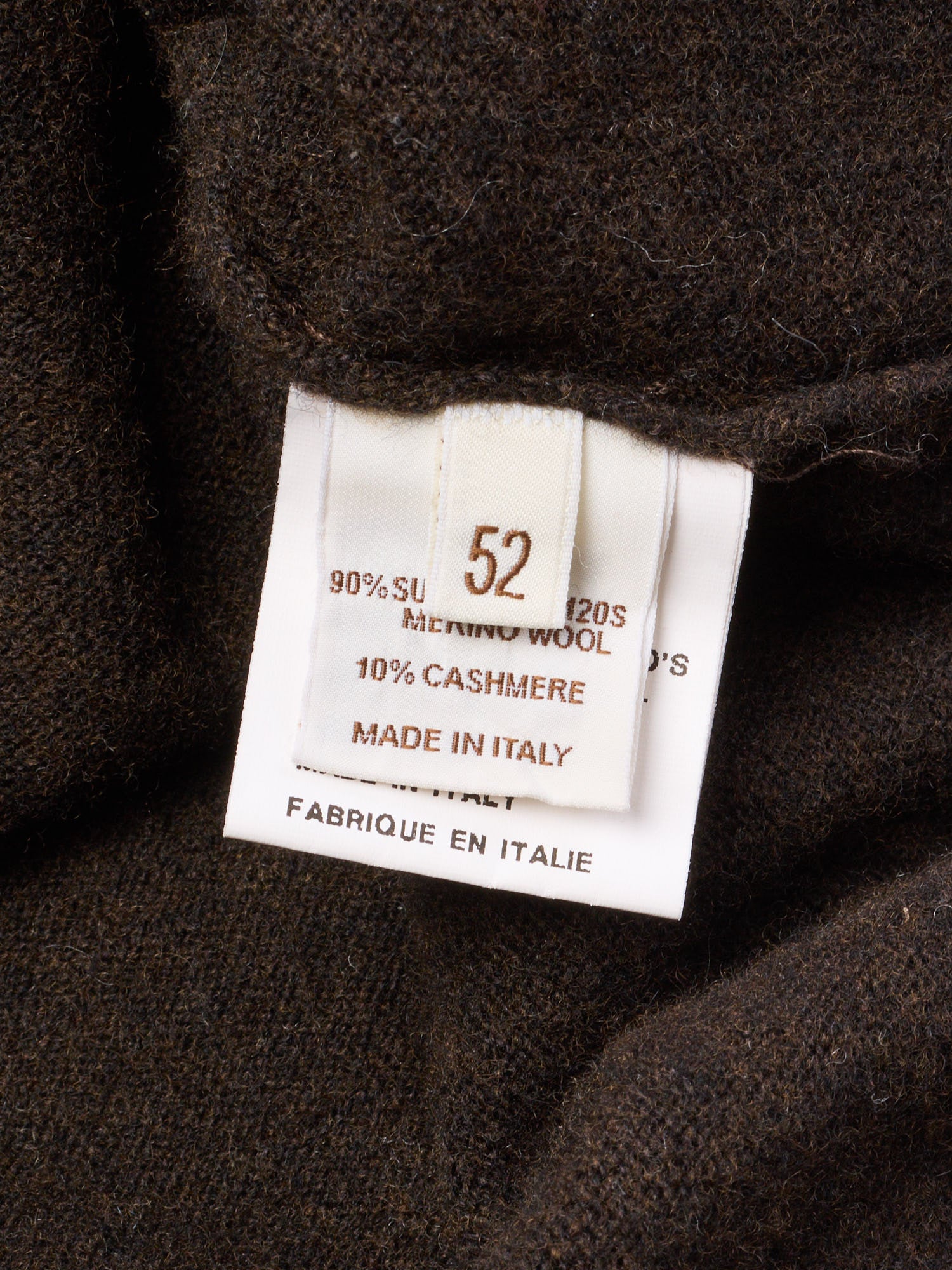 FILIPPO DE LAURENTIIS Brown 120's Merino Wool-Cashmere Sweater EU 52 US L