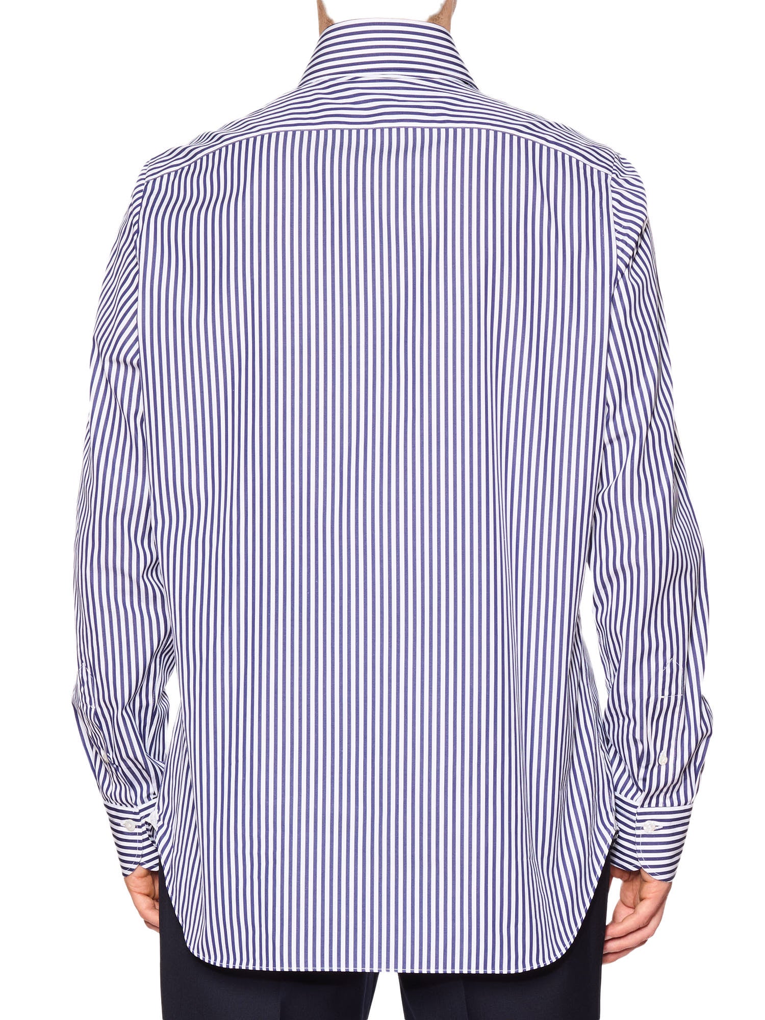 FINAMORE Handmade Blue Striped Cotton Dress Shirt EU 42 NEW US 16.5
