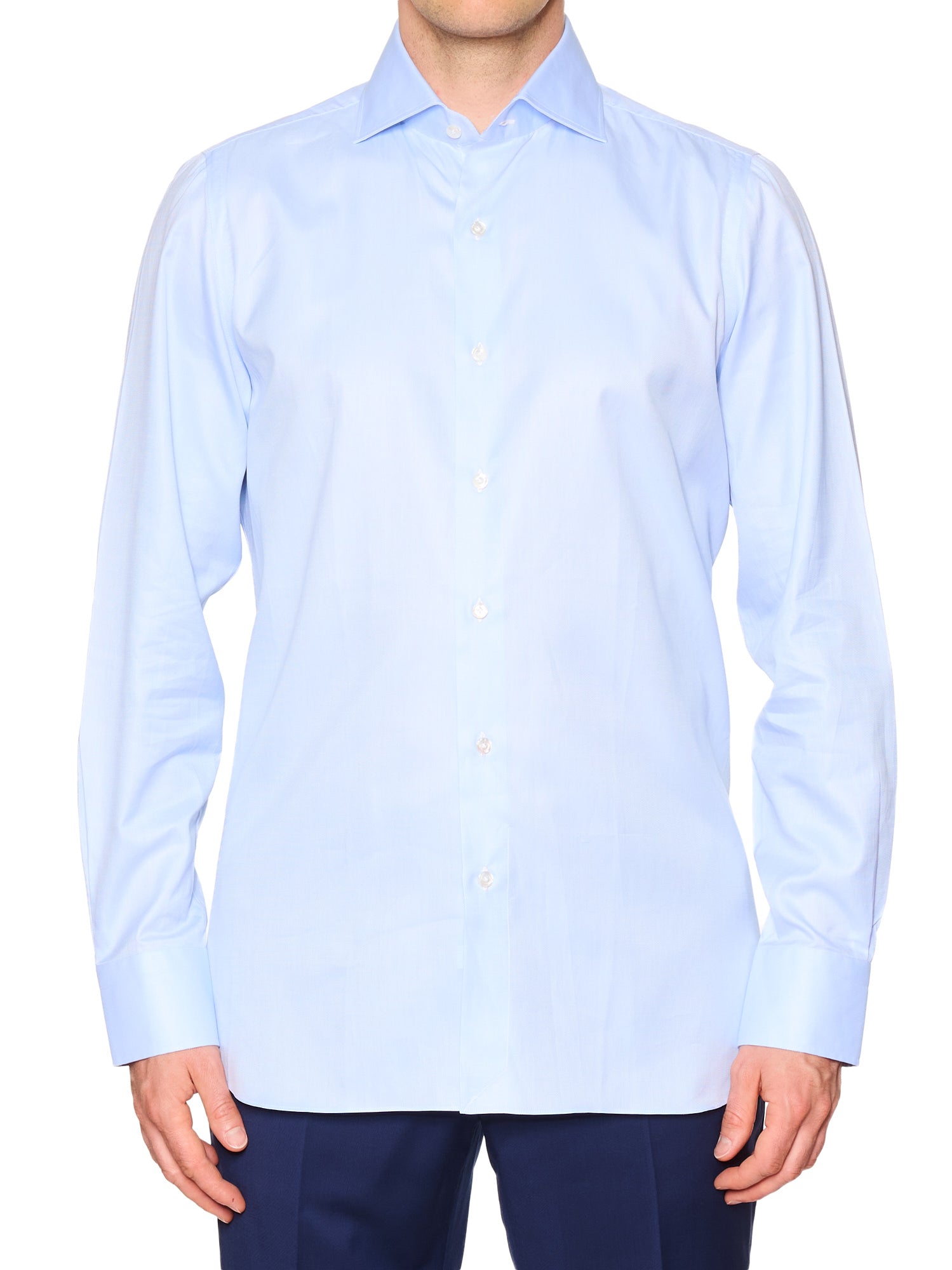 FINAMORE Handmade Light Blue Oxford Cotton Dress Shirt EU 42 NEW US 16.5