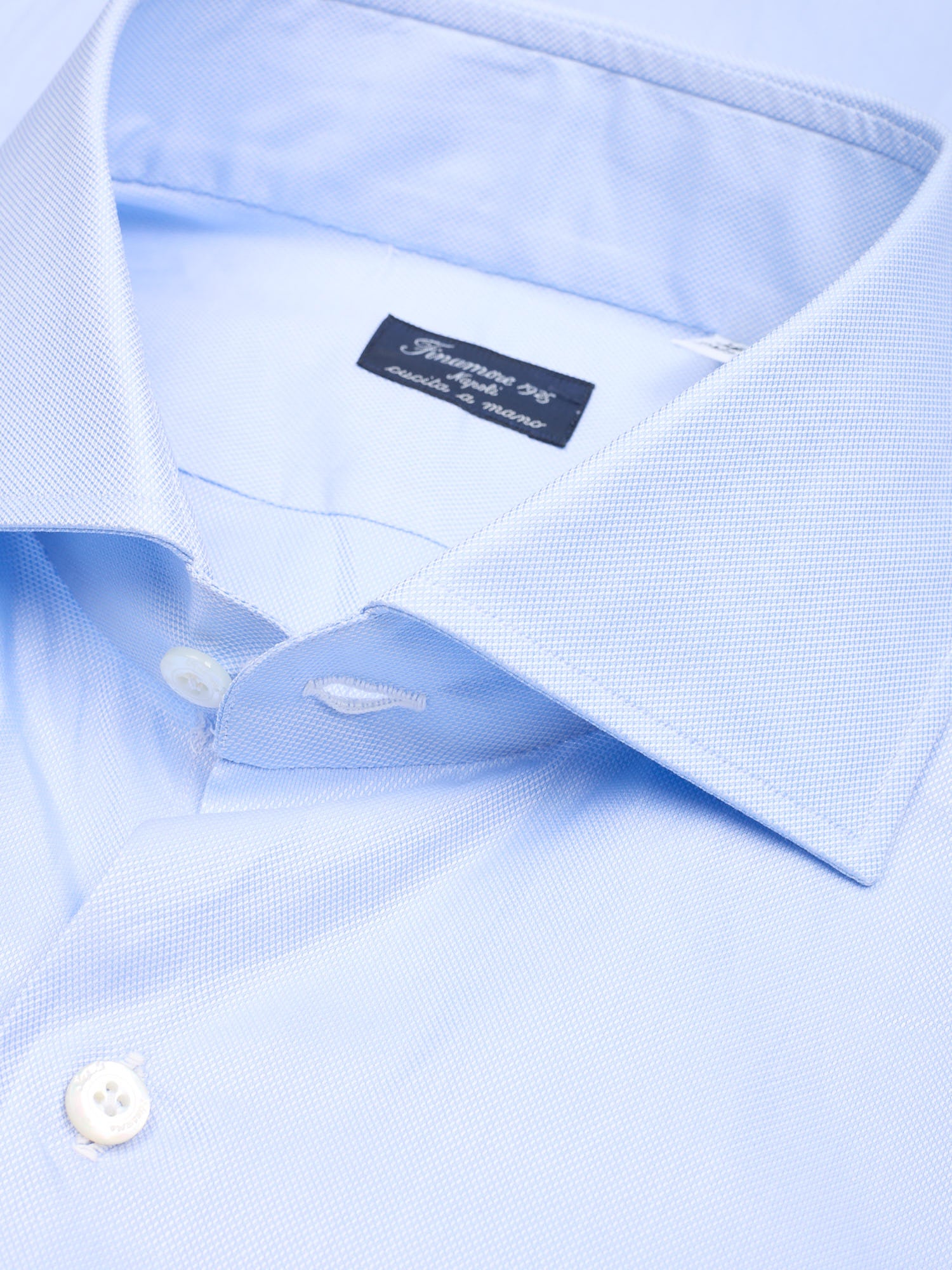 FINAMORE Handmade Light Blue Oxford Cotton Dress Shirt EU 42 NEW US 16.5