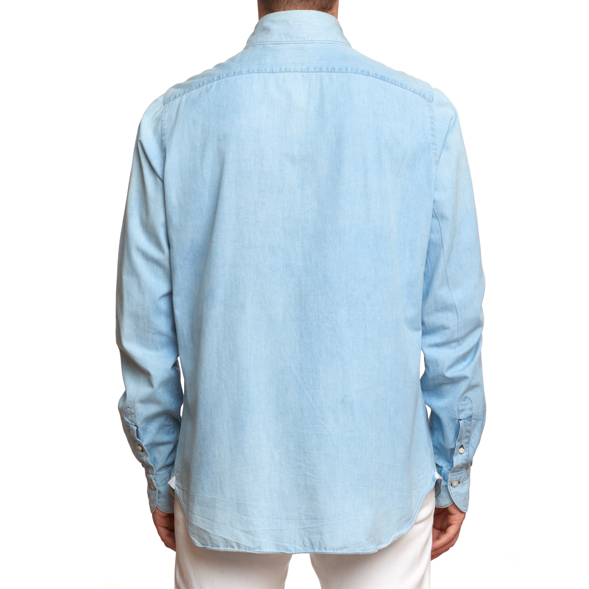 FINAMORE for BRAUN Light Blue Denim Shirt EU L US 16.5 Xtra Long FINAMORE