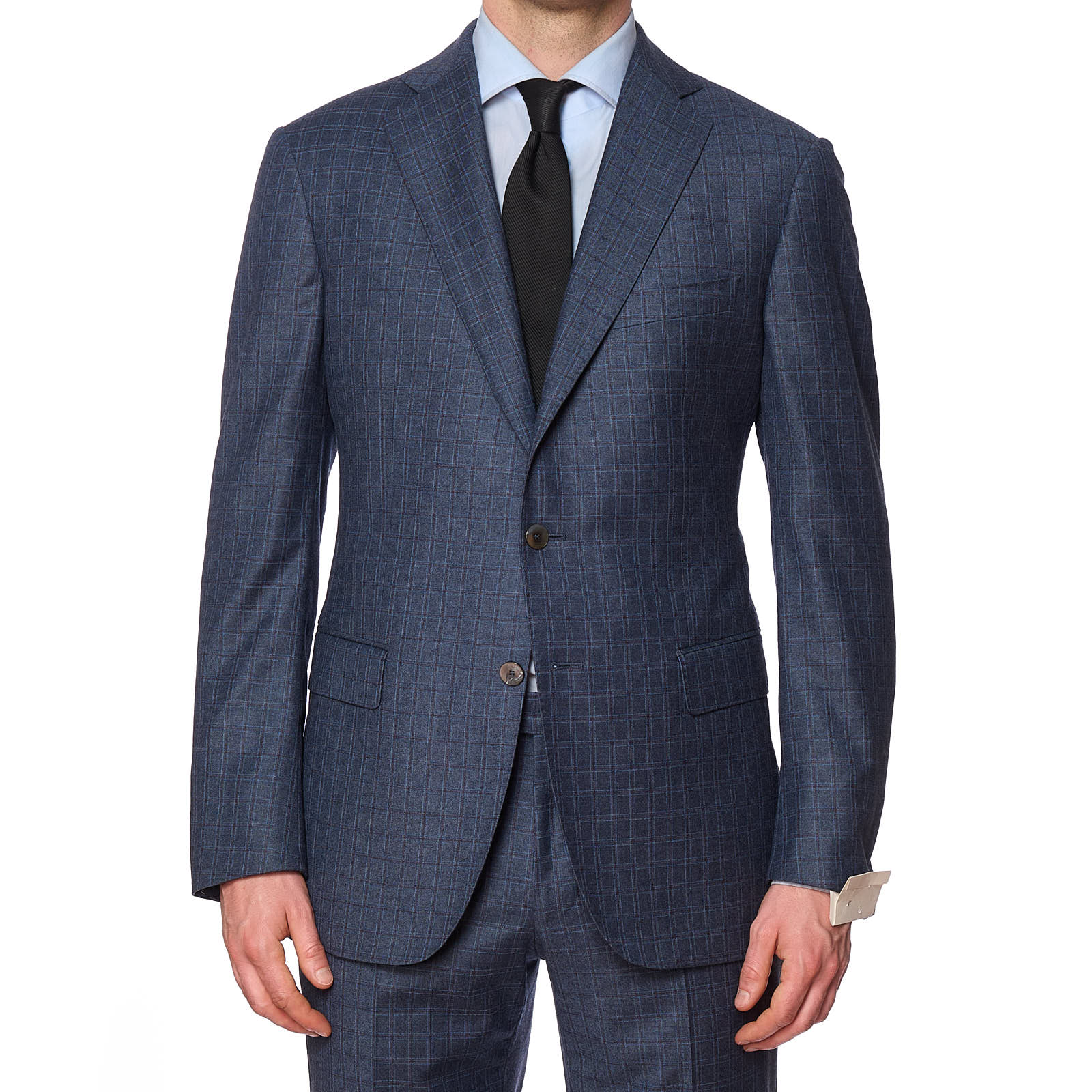 VANNUCCI Milano Blue Plaid Wool-Cashmere Slim Suit EU 54 NEW US 42