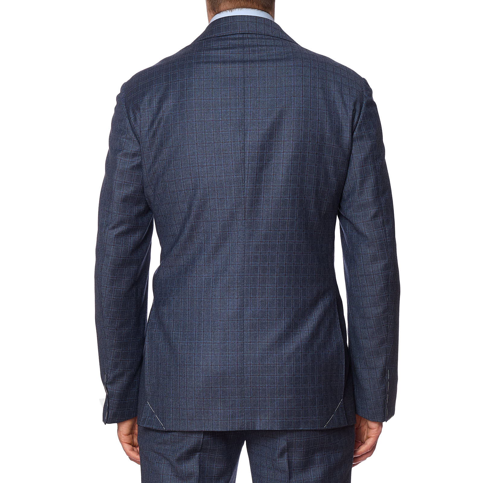 VANNUCCI Milano Blue Plaid Wool-Cashmere Slim Suit EU 54 NEW US 42