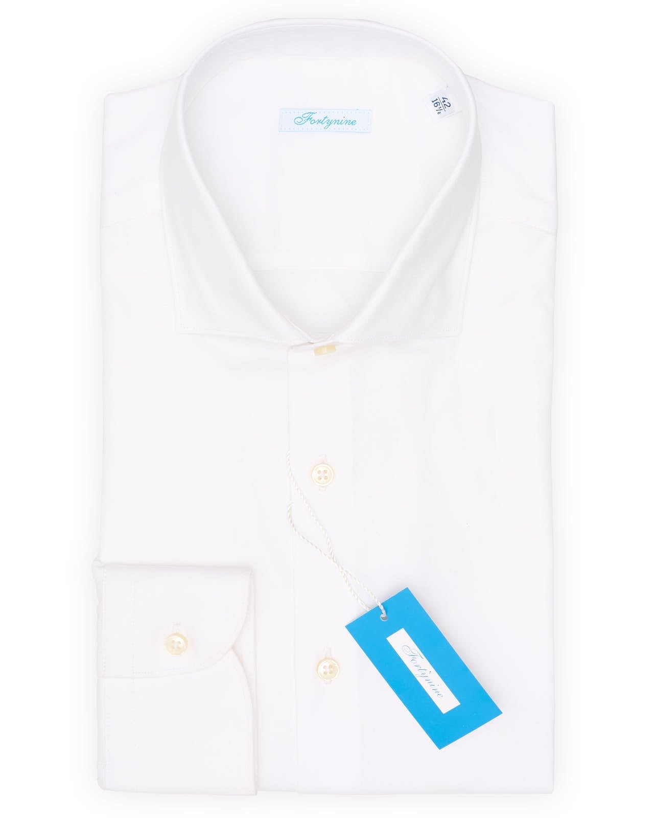 FORTYNINE White Twill Cotton Dress Shirt EU 42 NEW US 16.5