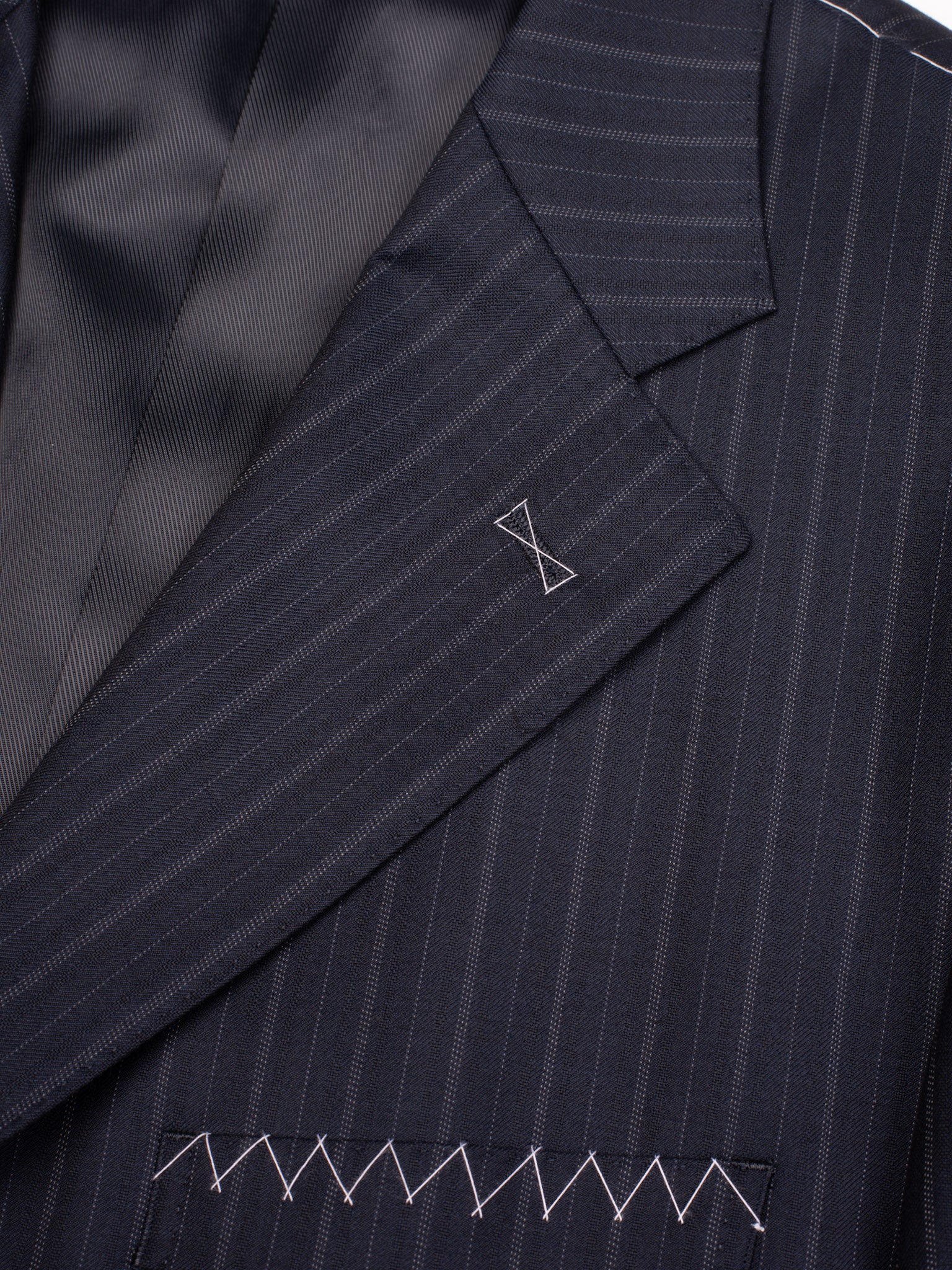 SIR WILSON Torino Navy Blue Striped Wool Business Suit
