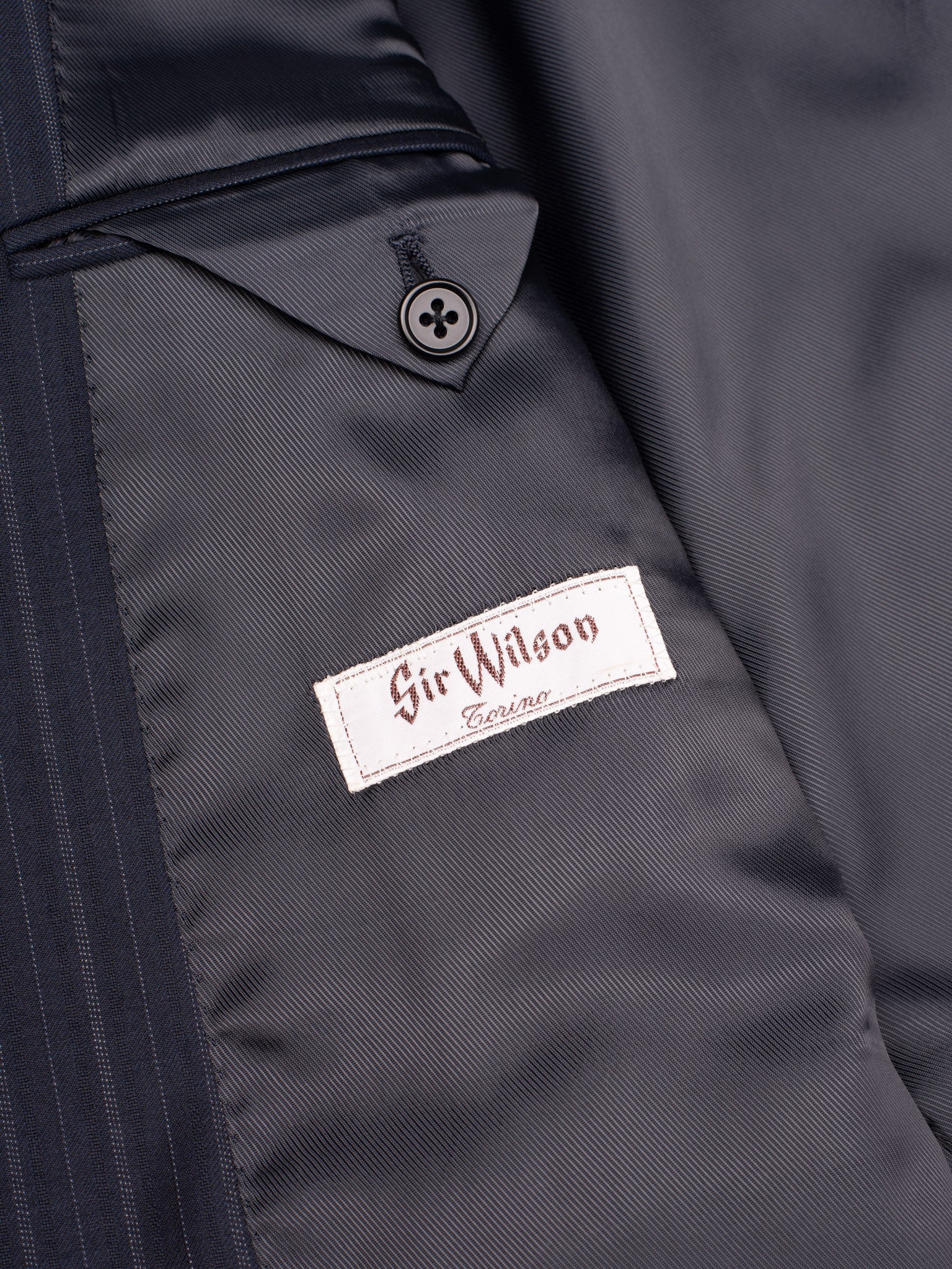 SIR WILSON Torino Navy Blue Striped Wool Business Suit