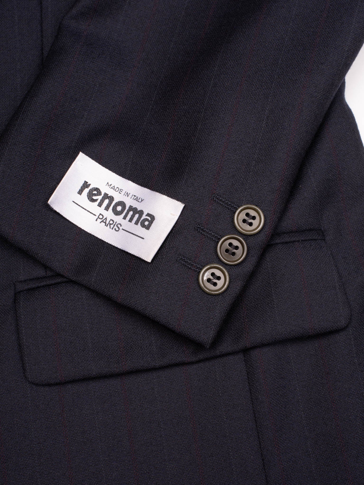 RENOMA Paris Navy Blue Striped Virgin Wool Suit