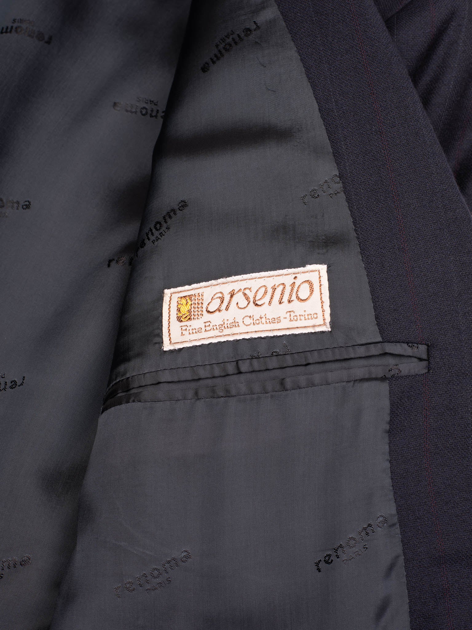 RENOMA Paris Navy Blue Striped Virgin Wool Suit