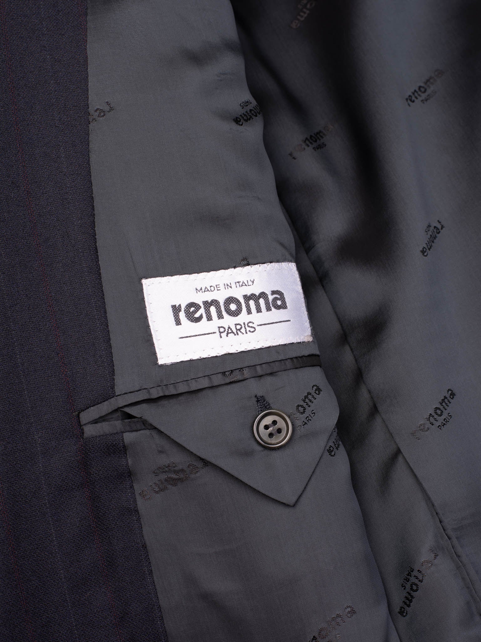 RENOMA Paris Navy Blue Striped Virgin Wool Suit