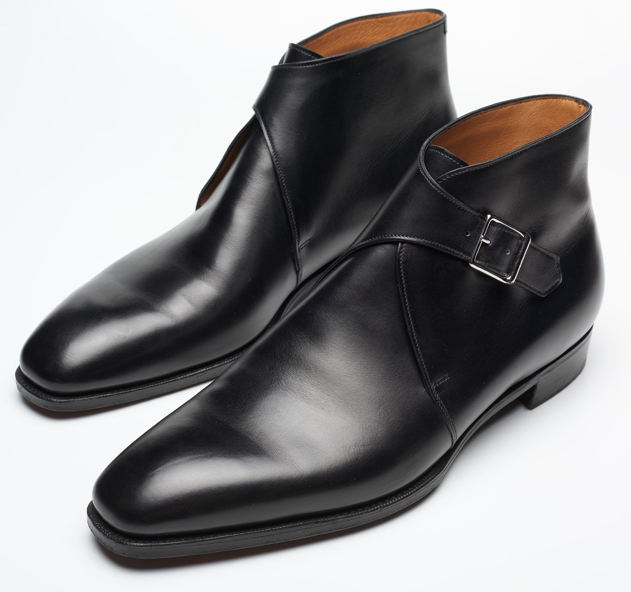 GAZIANO & GIRLING "Cotswold" Black Leather Single Monk Chukka Boots 8E US 8.5 Last MH71 GAZIANO & GIRLING