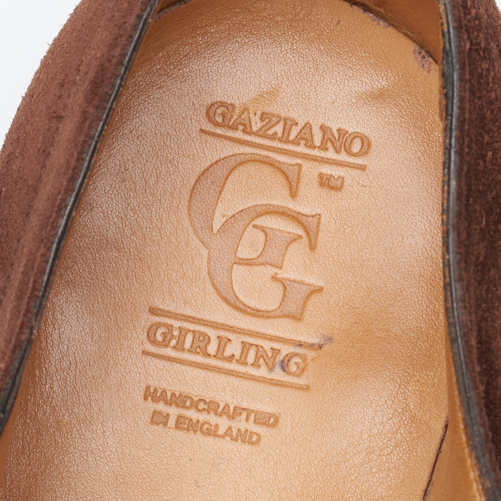 GAZIANO & GIRLING "Hove" Brown Suede Leather Derby Dress Shoes 8E US 8.5 Last MH71 GAZIANO & GIRLING