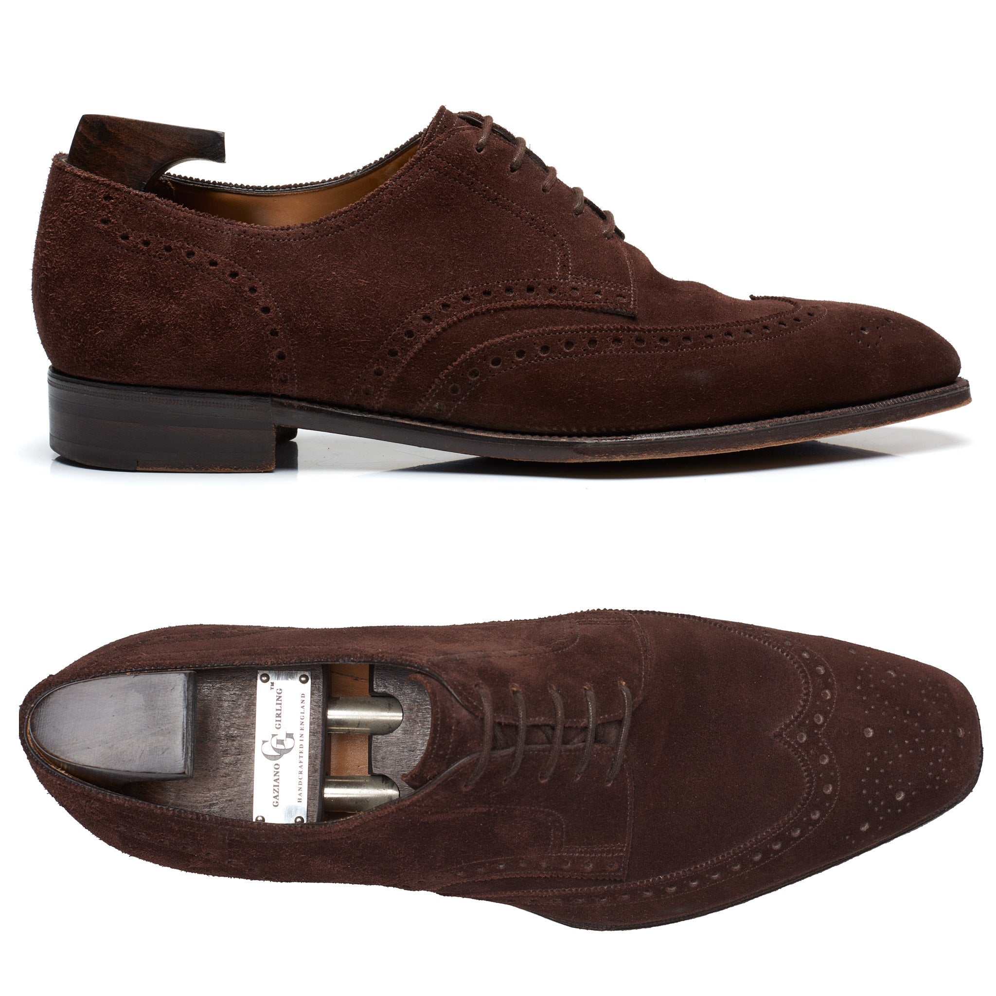 GAZIANO & GIRLING "Woburn" Mole Suede Leather Derby Dress Shoes 8E US 8.5 Last MH71 GAZIANO & GIRLING