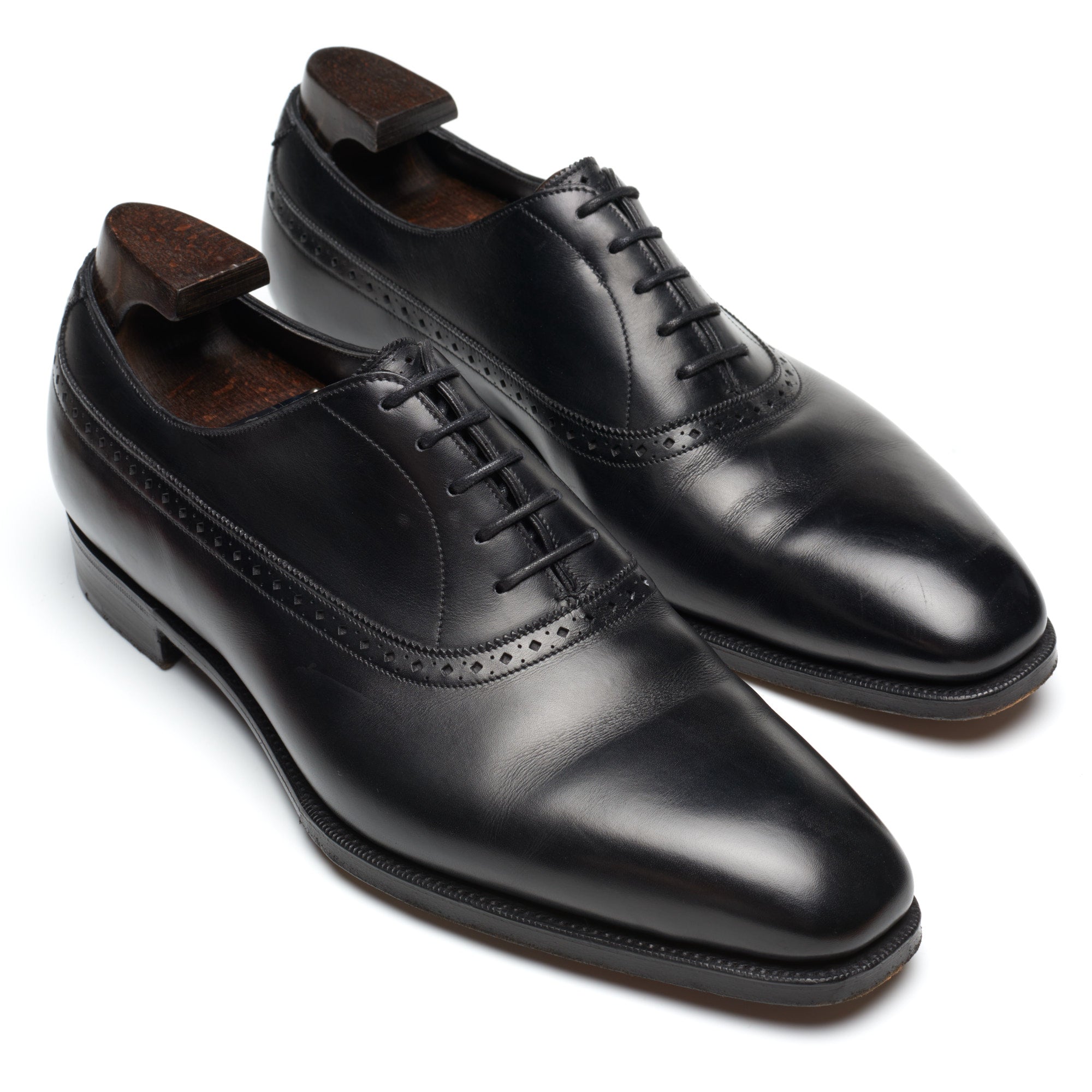 GAZIANO & GIRLING "Kent" Black Calf Leather Oxford Dress Shoes 8E US 8.5 Last MH71 GAZIANO & GIRLING