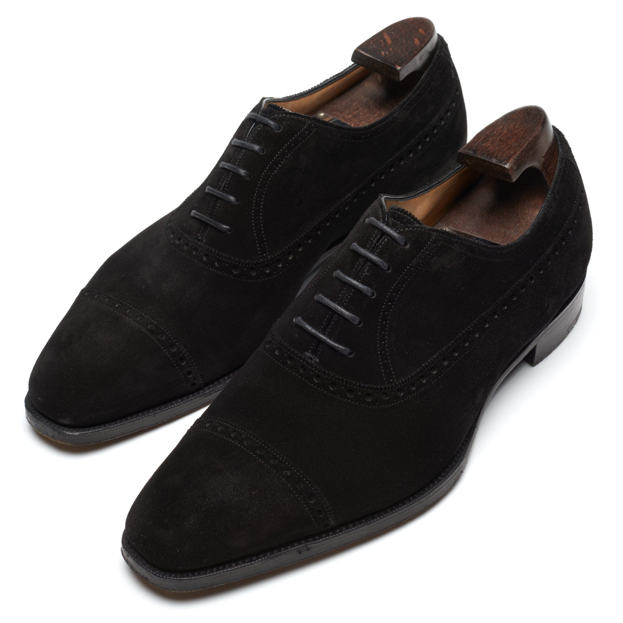 GAZIANO & GIRLING "Warwick" Black Suede Leather Oxford Dress Shoes 8E US 8.5 Last MH71 GAZIANO & GIRLING