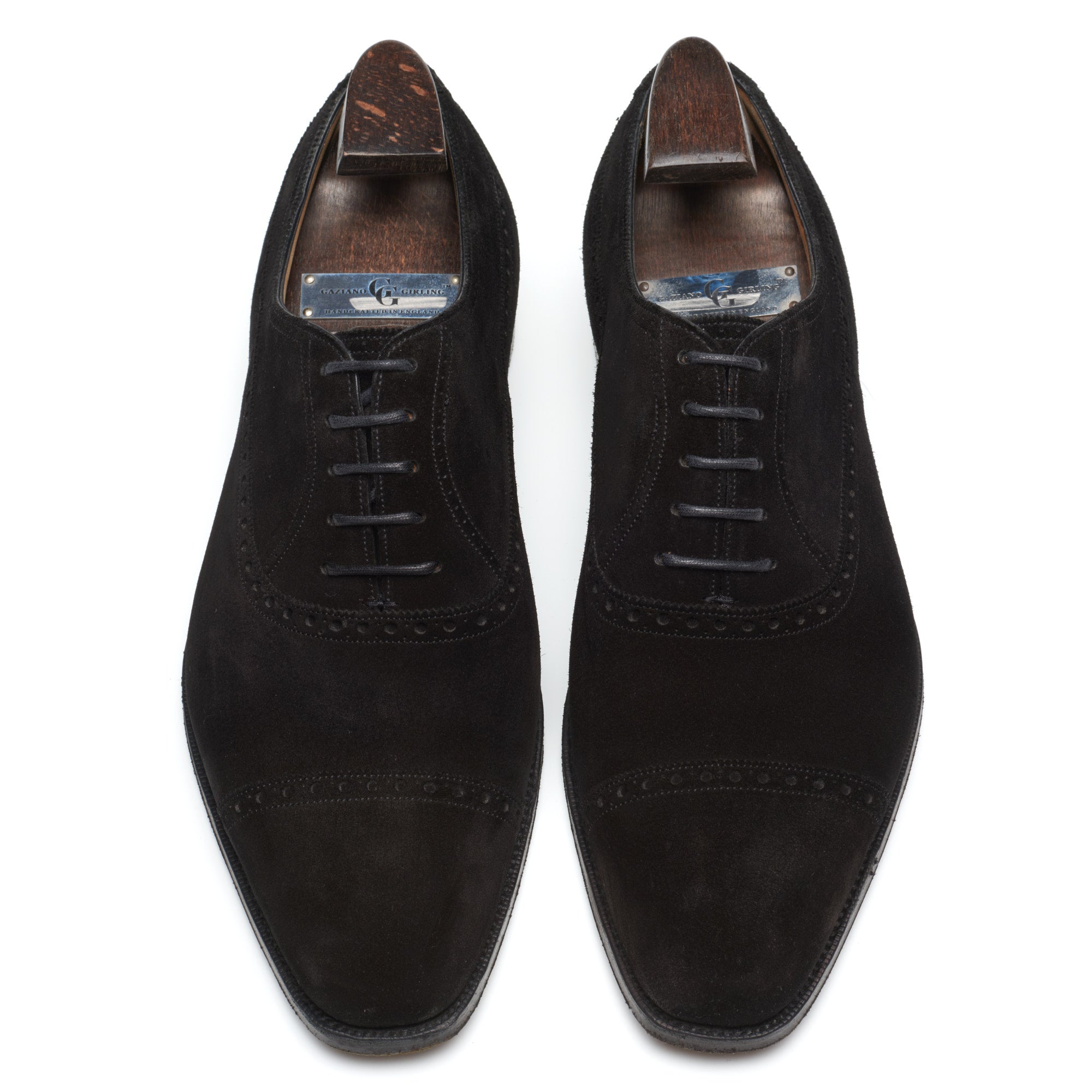 GAZIANO & GIRLING "Warwick" Black Suede Leather Oxford Dress Shoes 8E US 8.5 Last MH71 GAZIANO & GIRLING