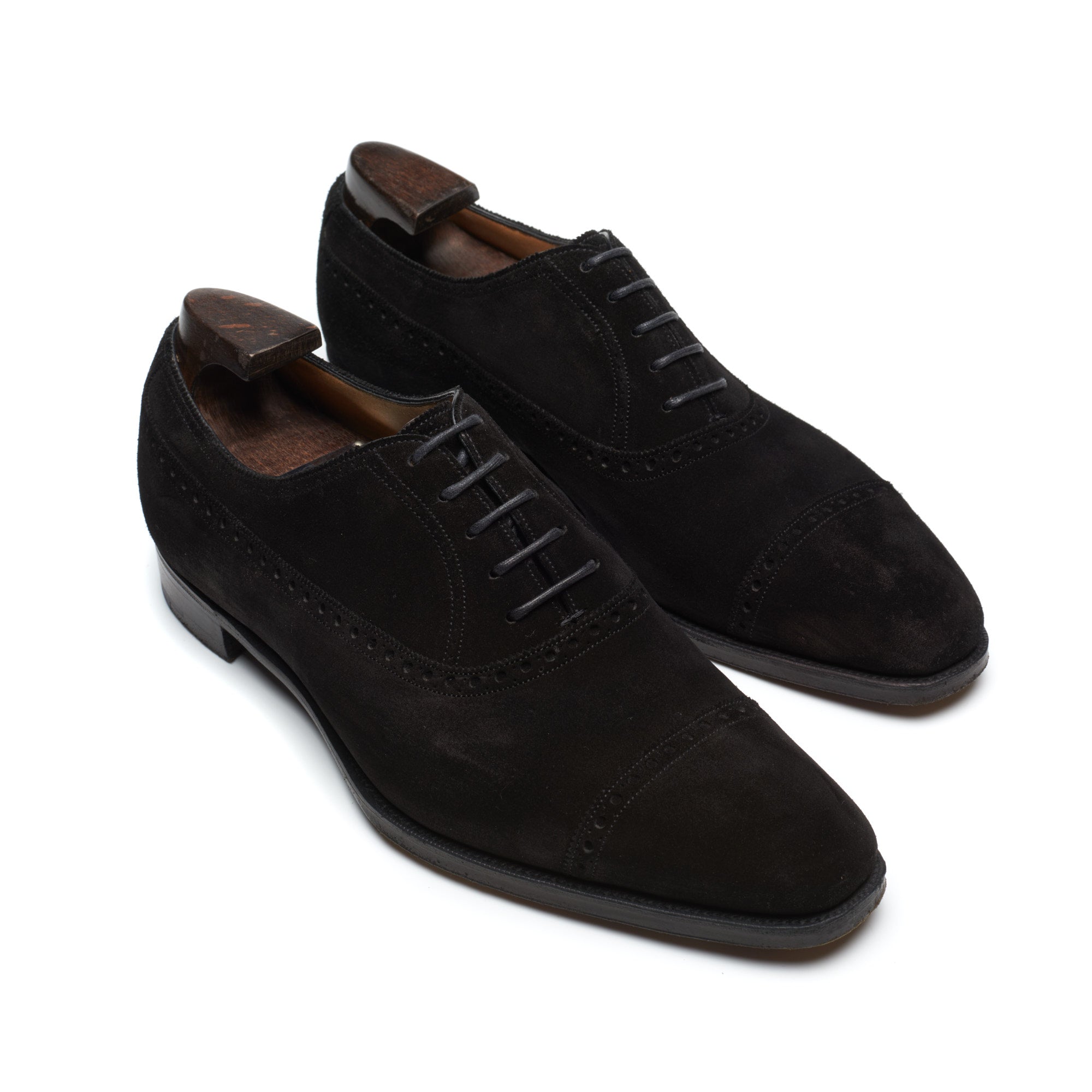 GAZIANO & GIRLING "Warwick" Black Suede Leather Oxford Dress Shoes 8E US 8.5 Last MH71 GAZIANO & GIRLING