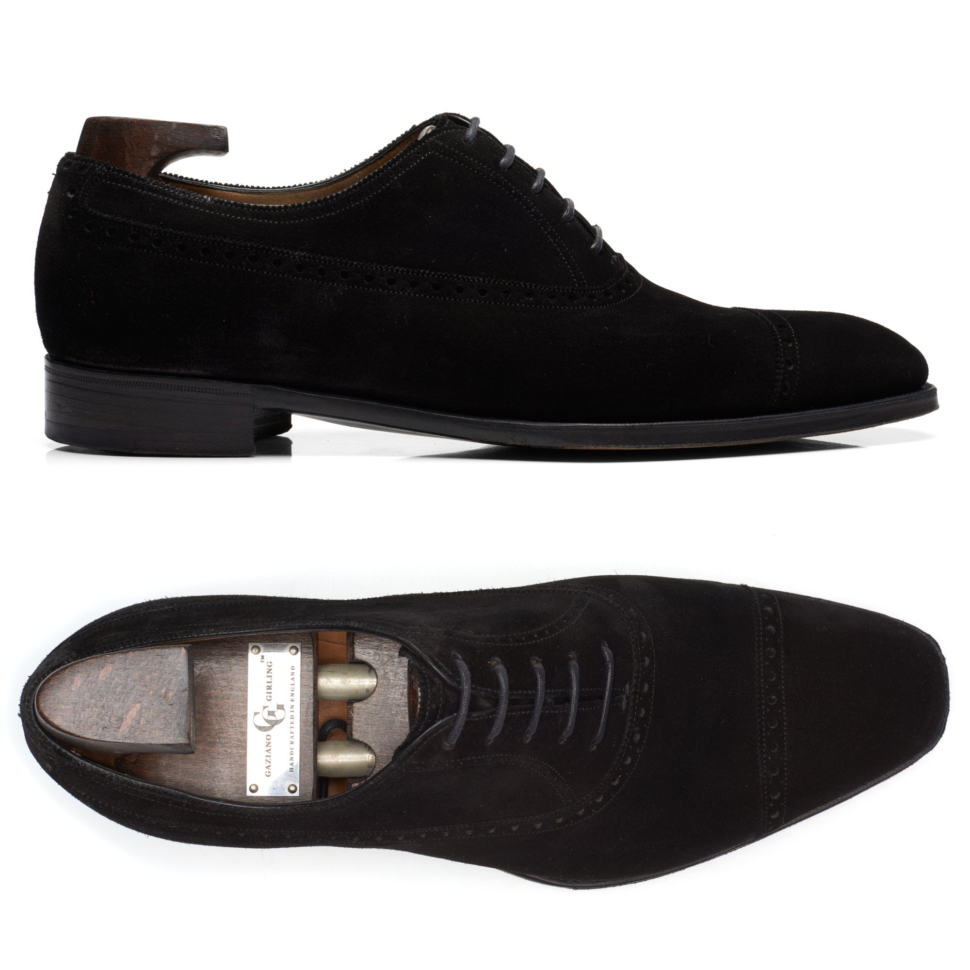 GAZIANO & GIRLING "Warwick" Black Suede Leather Oxford Dress Shoes 8E US 8.5 Last MH71 GAZIANO & GIRLING