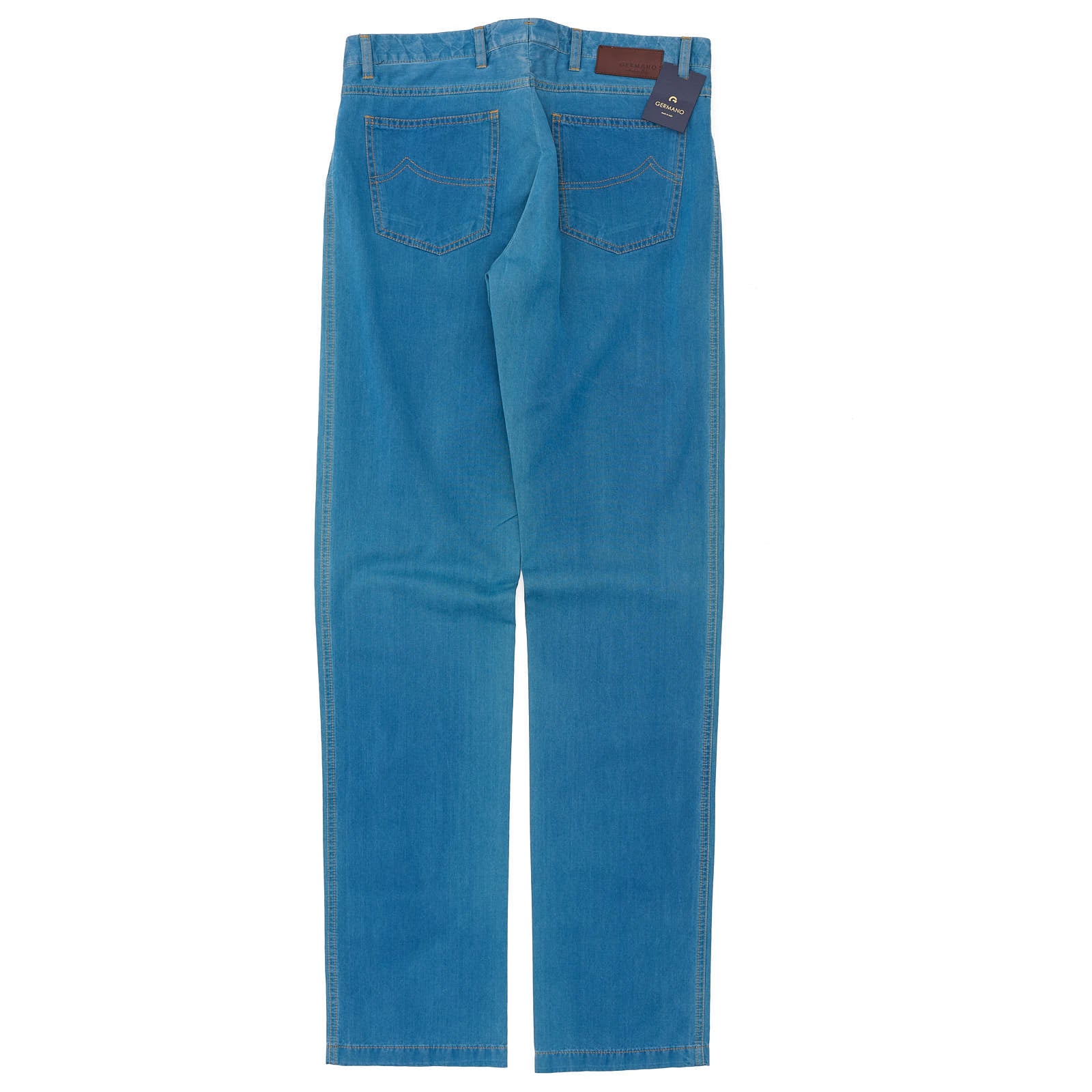 GERMANO Blue Cotton Denim Slim Straight Fit Jeans Pants NEW
