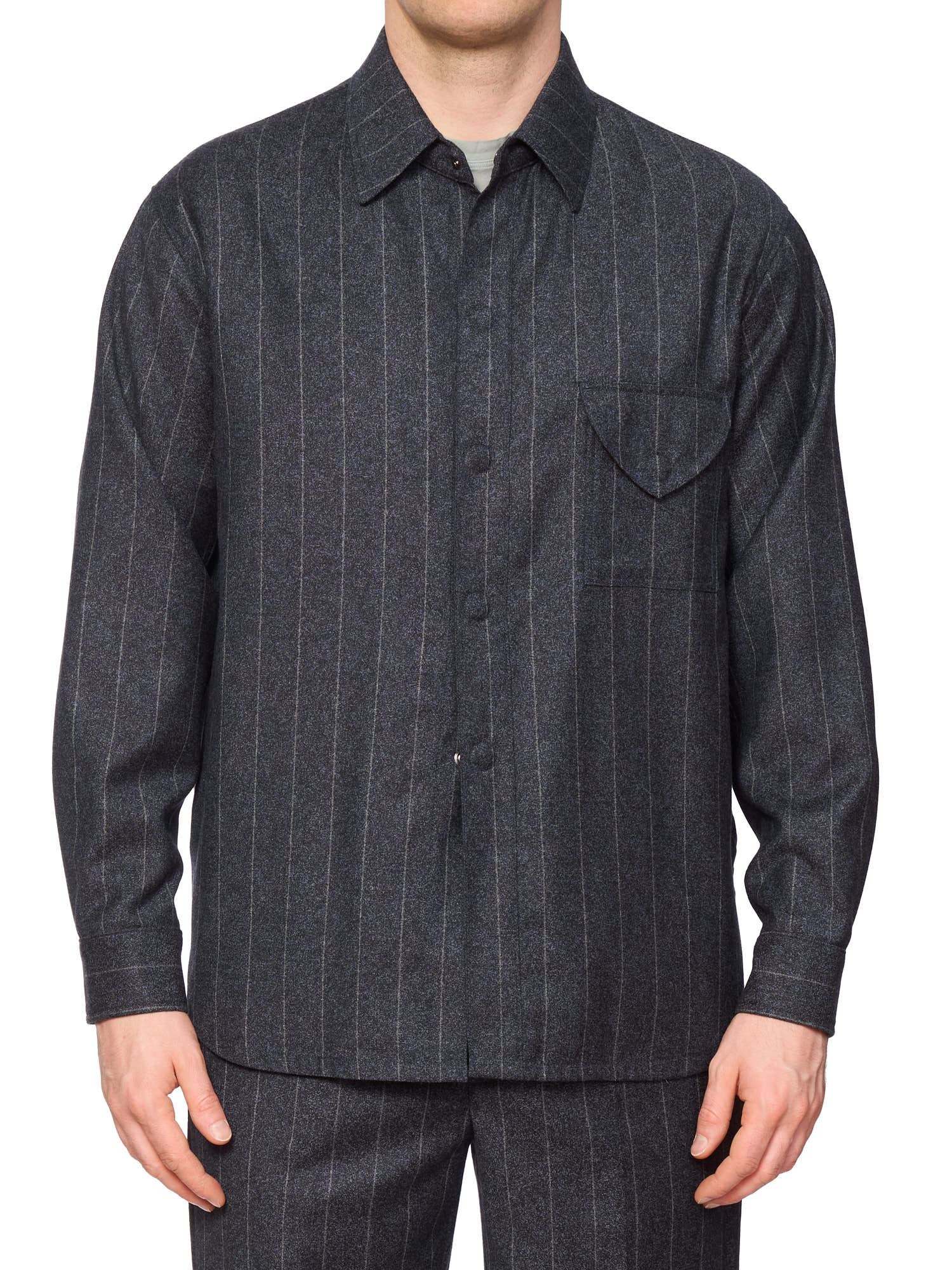 GIORGIO ARMANI Black Label Gray Chalk Stripe Virgin Wool Suit EU 50R NEW US 40R