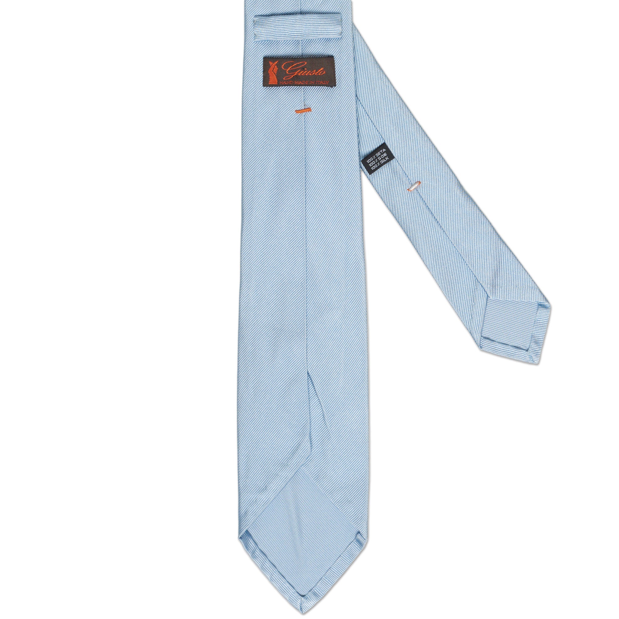 GIUSTO Bespoke Handmade Blue Striped Silk Seven Fold Unlined Tie GIUSTO