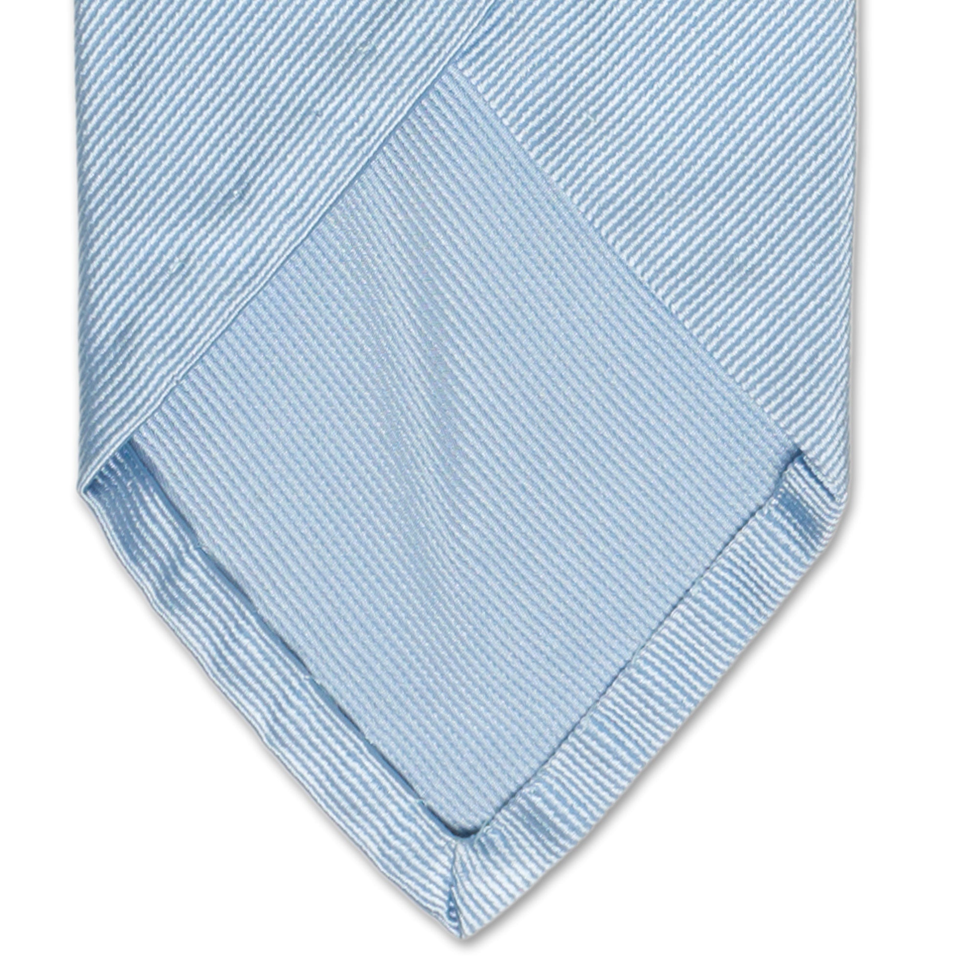 GIUSTO Bespoke Handmade Blue Striped Silk Seven Fold Unlined Tie GIUSTO