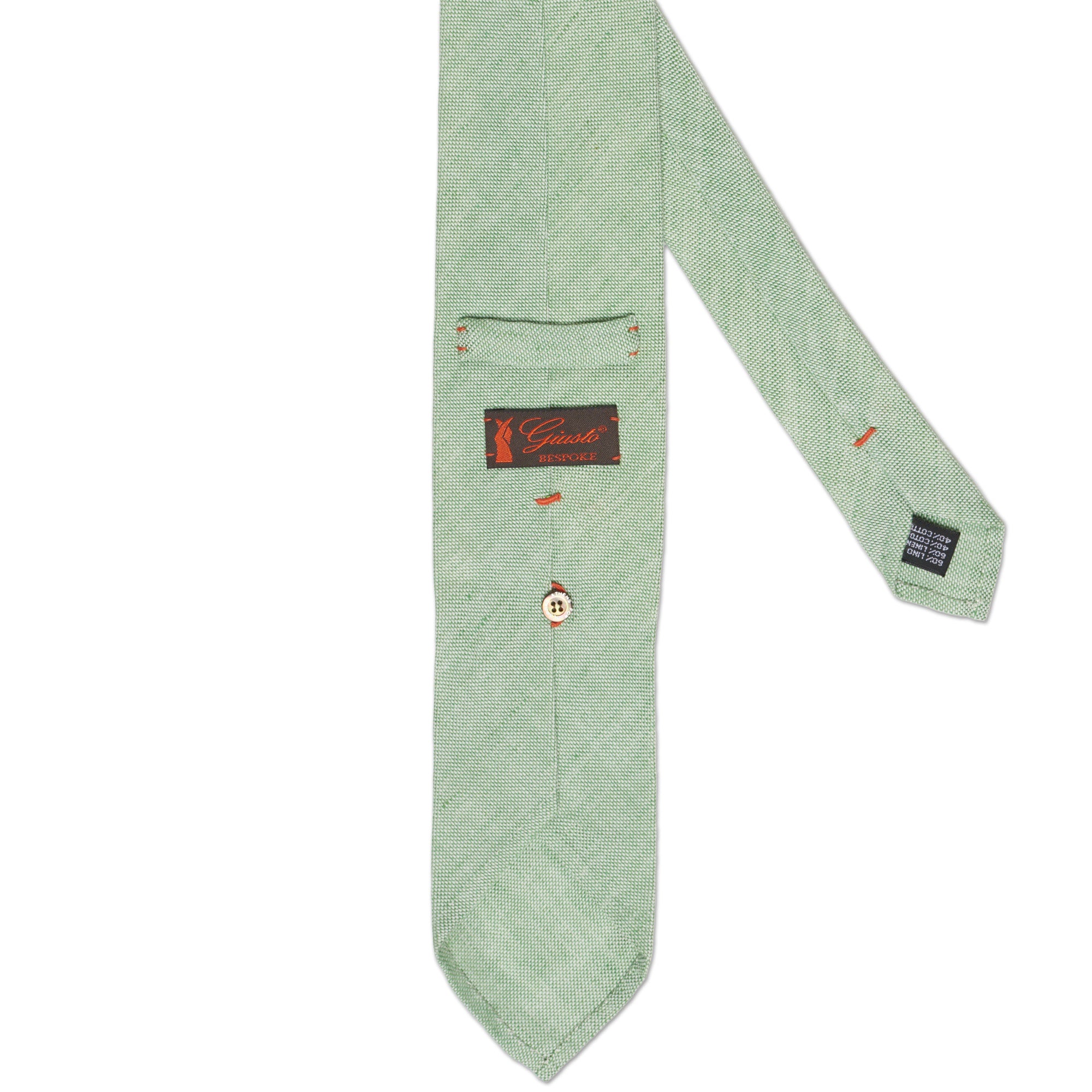 GIUSTO Bespoke Handmade Green Linen-Cotton Unlined Tie GIUSTO
