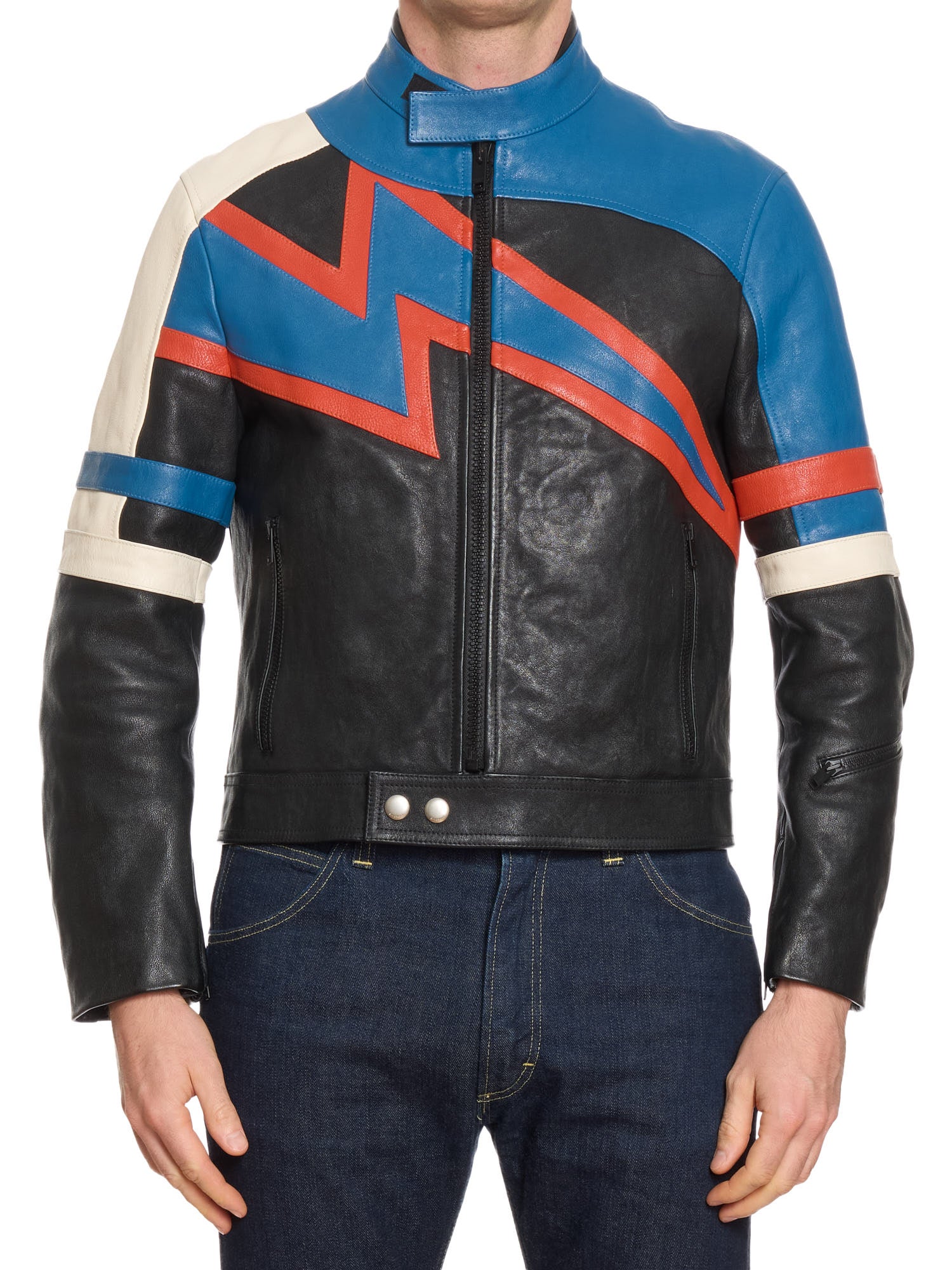 GIVENCHY Paris Lightning Bolt Biker Motorcycle Leather Jacket