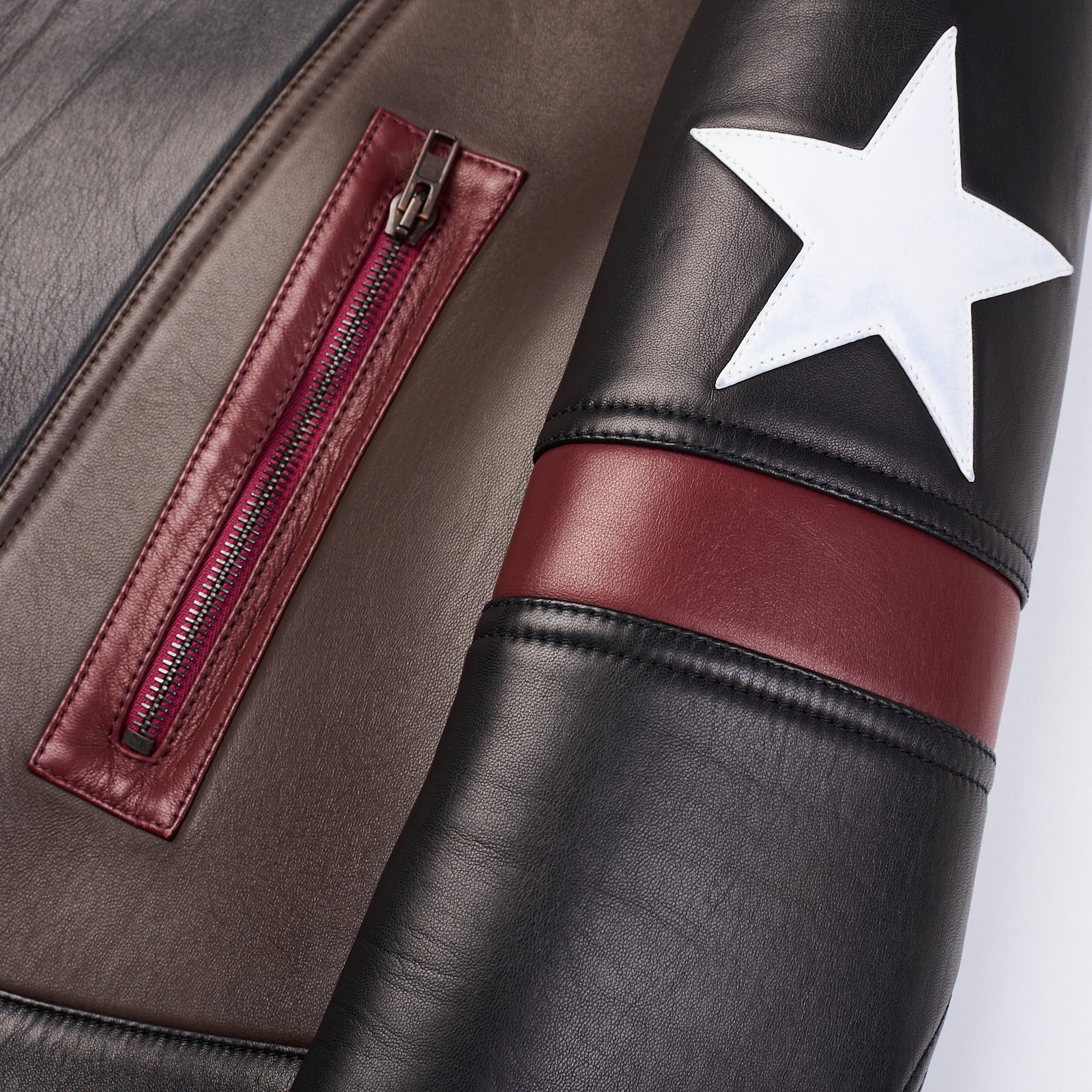 GIVENCHY Star Patch Leather Moto Biker Captain America Jacket NEW Size 50 M