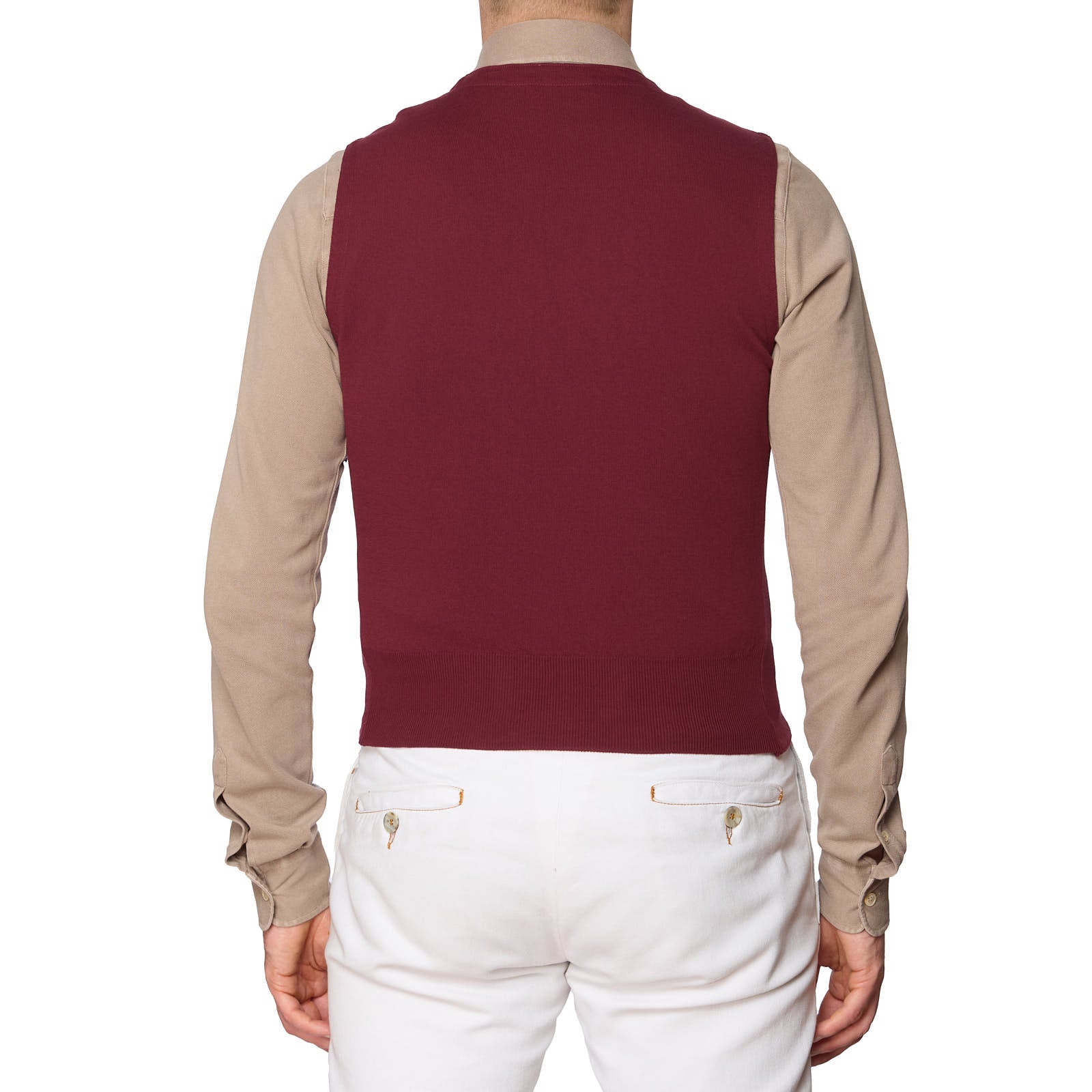 GRAN SASSO for VANNUCCI Burgundy Cotton Knit DB Vest Waistcoat EU 50 NEW US M