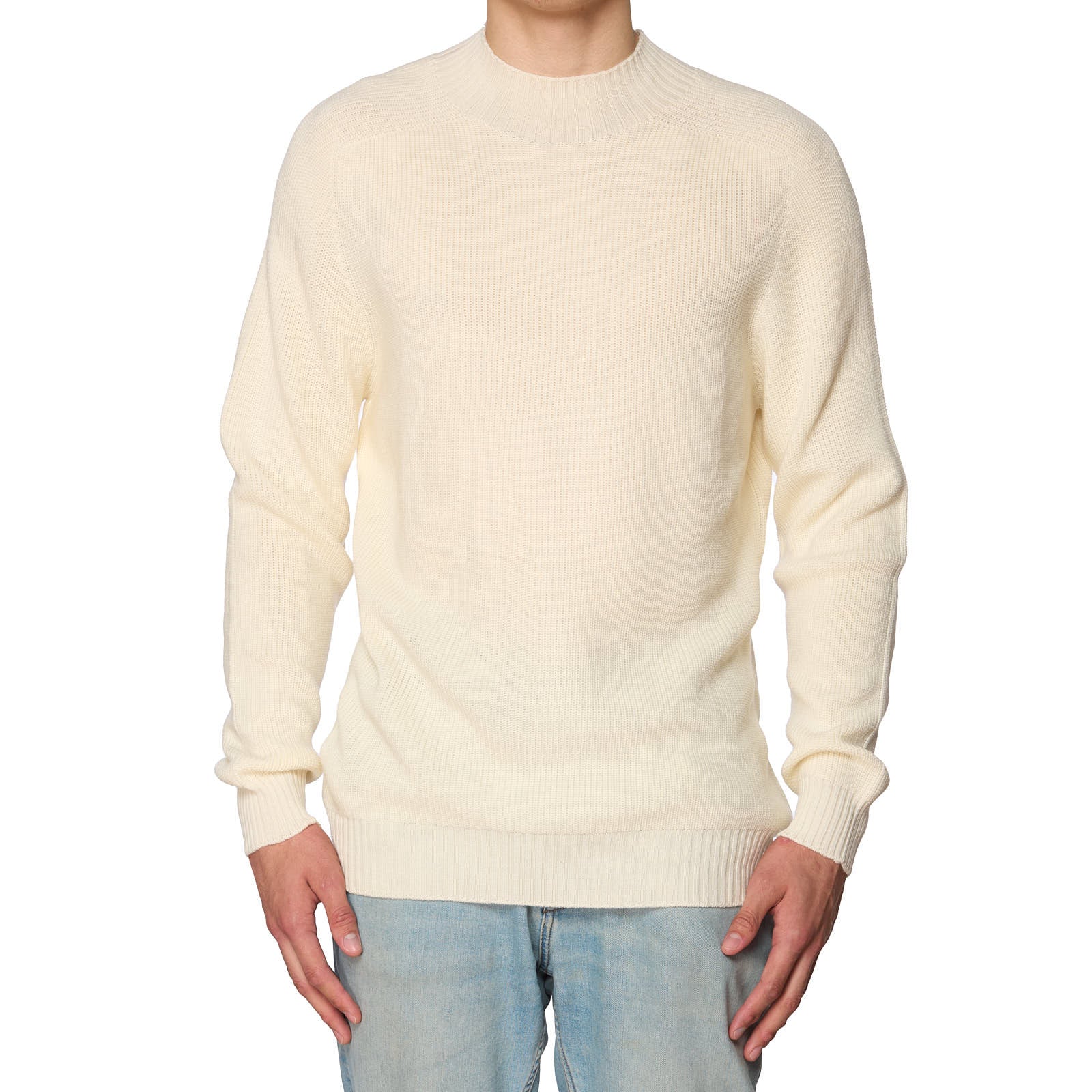 GRAN SASSO for VANNUCCI Cream Virgin Wool Knit Sweater EU 56 NEW US XL