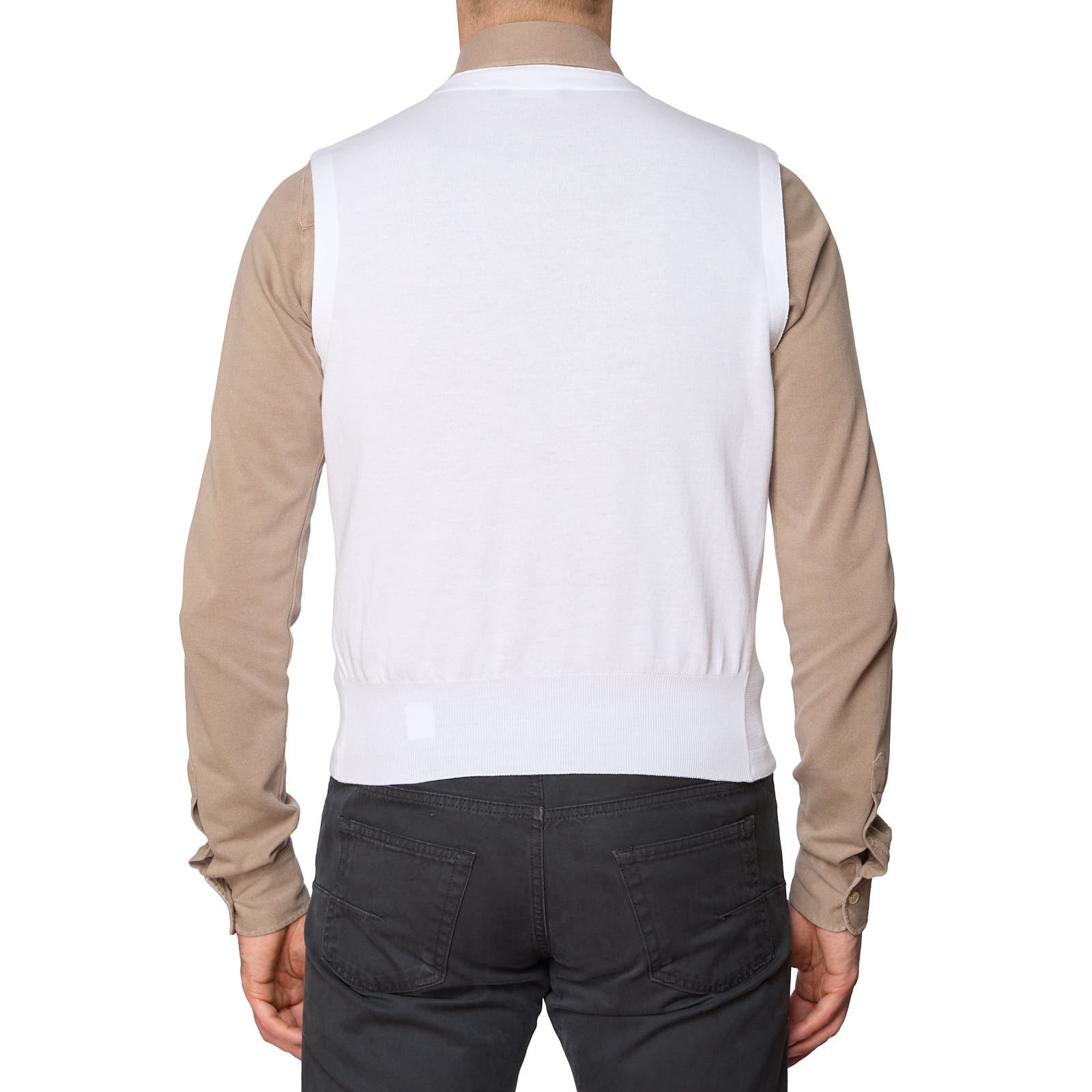GRAN SASSO for VANNUCCI White Cotton Knit 5 Button Vest Waistcoat NEW