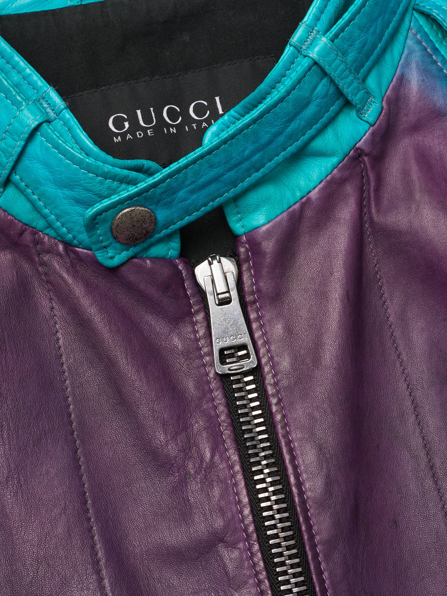 GUCCI SS09 Gradient Leather Biker Jacket By Frida Gianni Multicolor