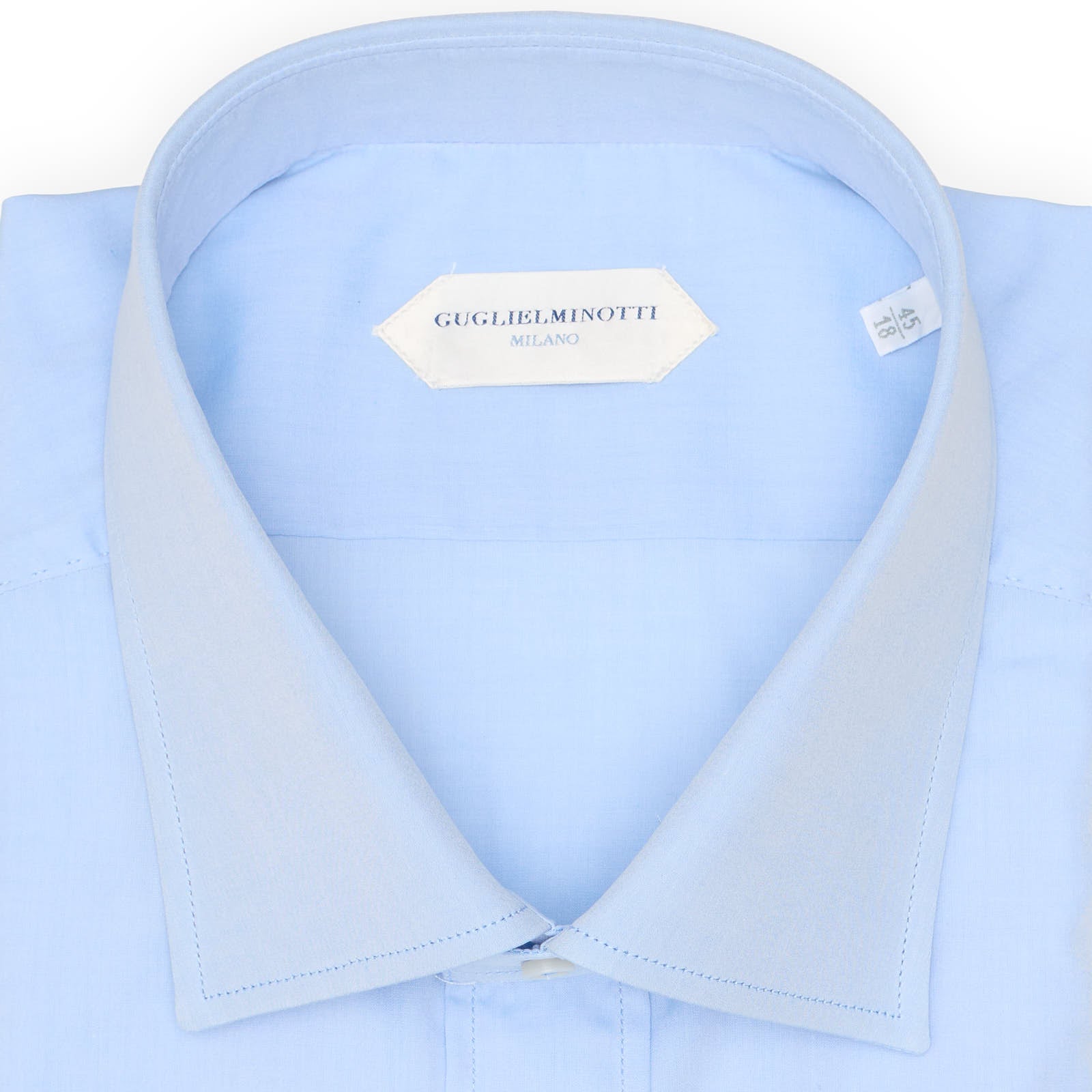 GUGLIELMINOTTI Milano Blue Melange Cotton Dress Shirt EU 45 NEW US 18