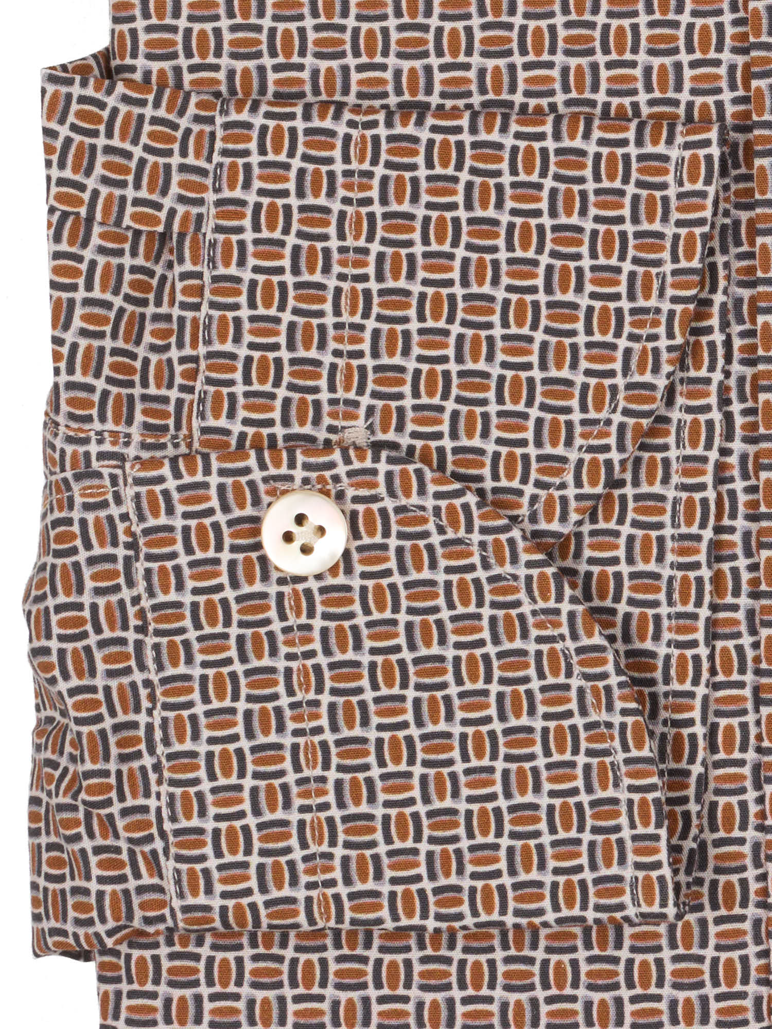 GUGLIELMINOTTI Milano Brown Geometric Cotton Dress Shirt NEW Slim Fit