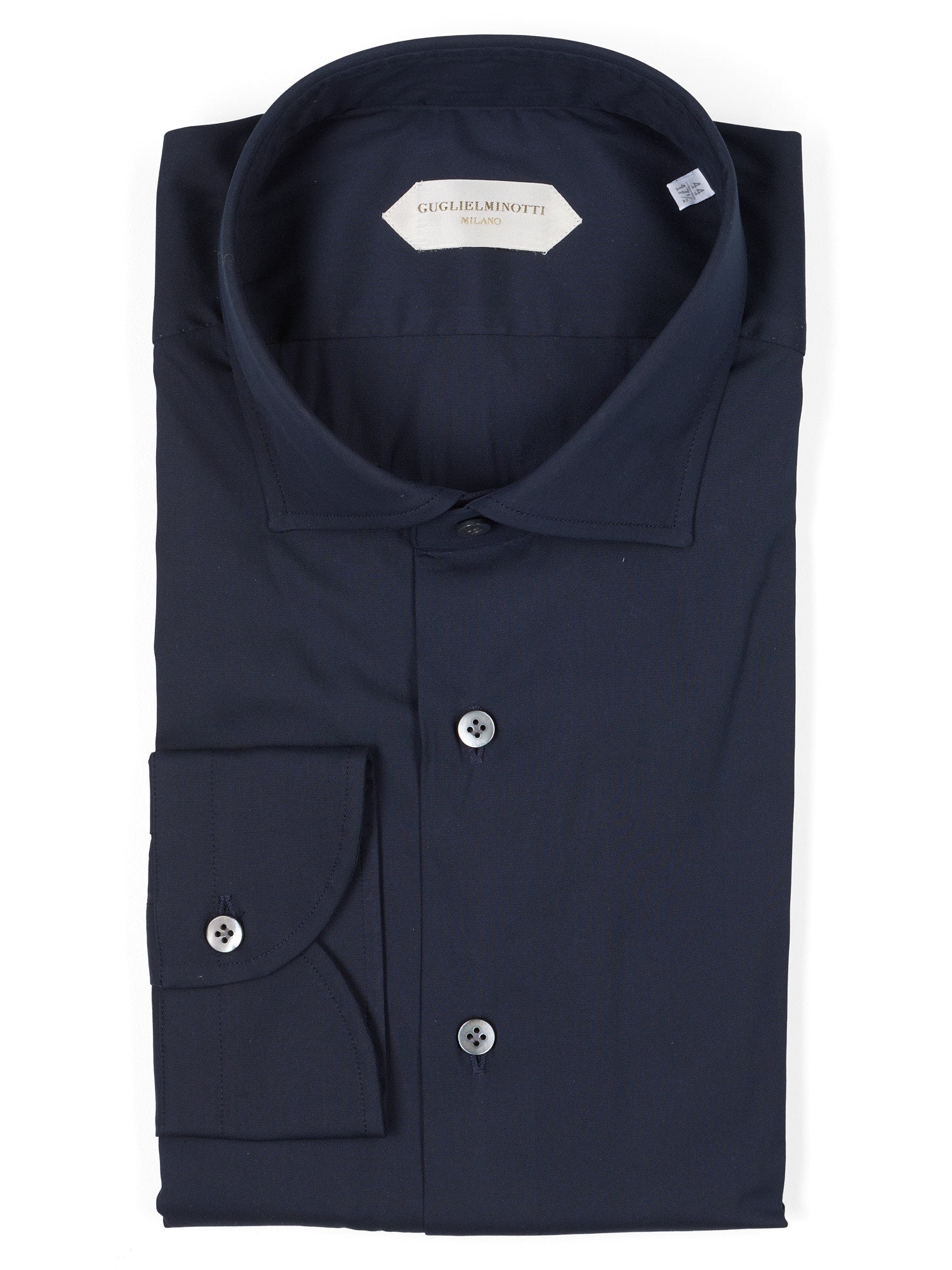GUGLIELMINOTTI Milano Navy Cotton-Polyamide Dress Shirt NEW