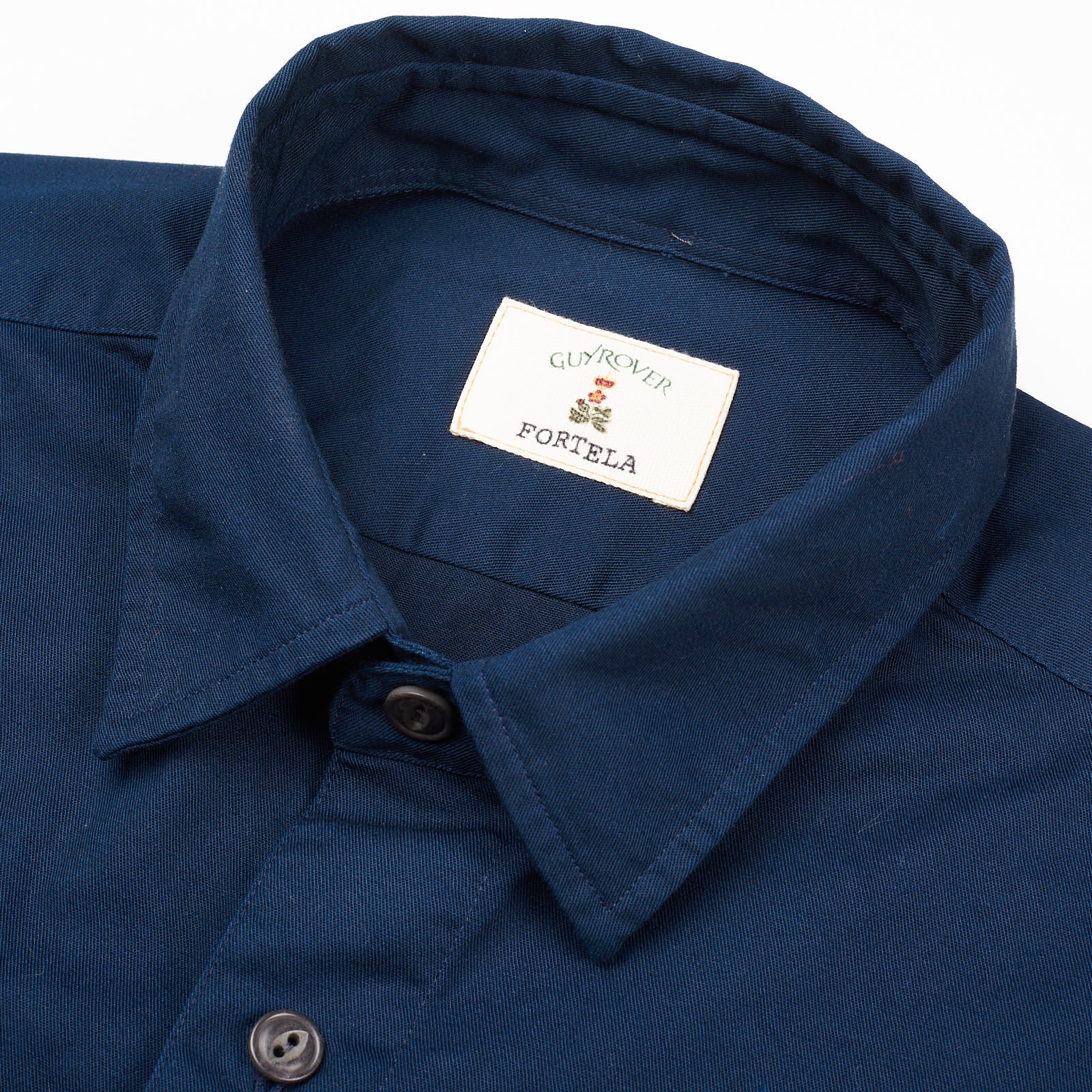 GUY ROVER X FORTELA "Marine" Blue Twill Cotton Casual Overshirt Shirt NEW Size L GUY ROVER X FORTELA