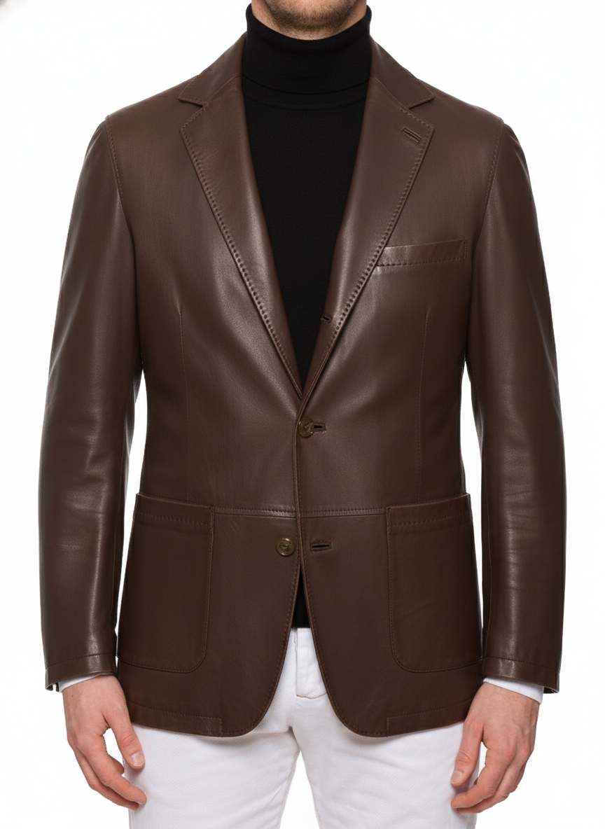 KITON Napoli Brown Leather Jacket