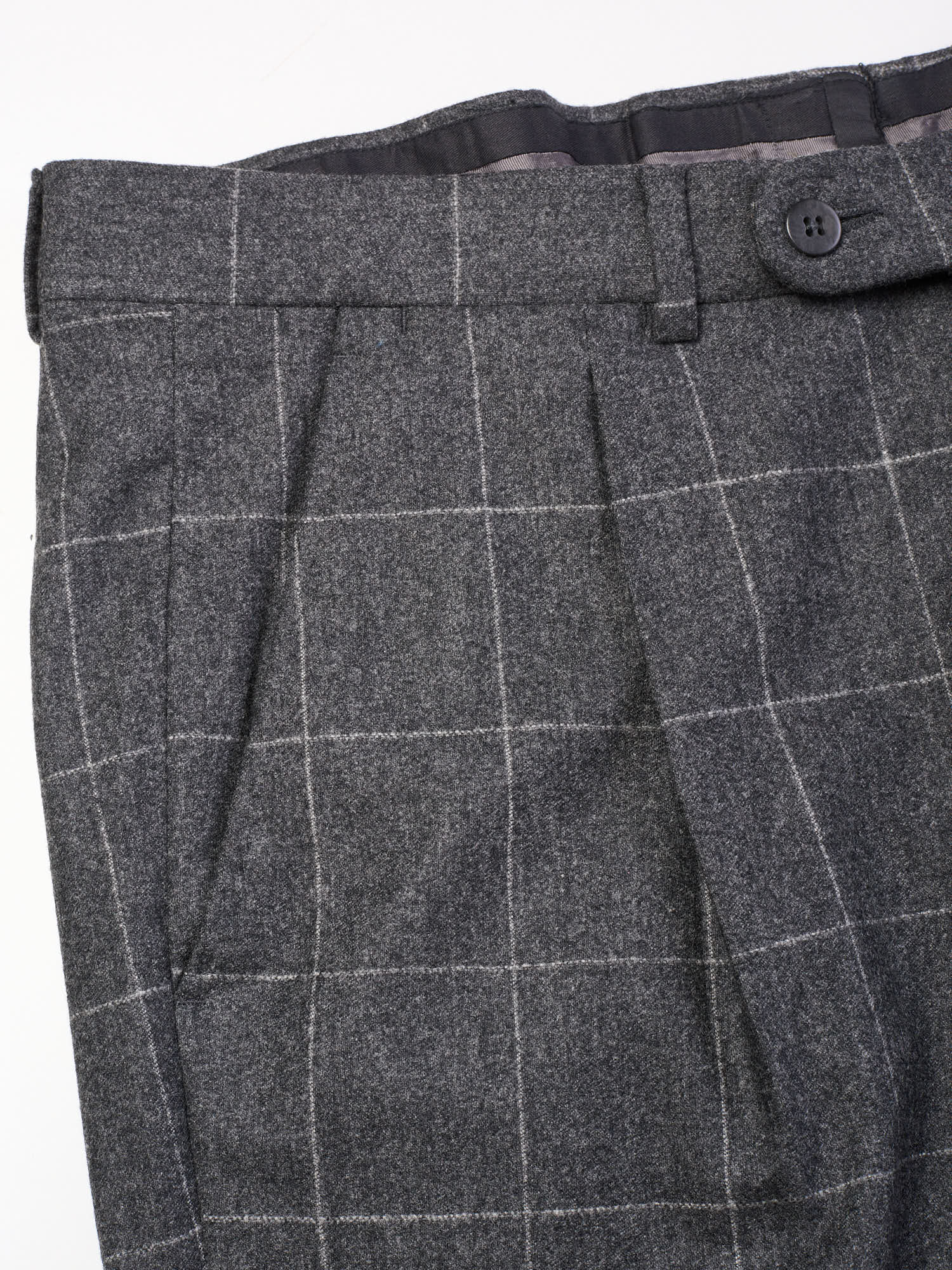 Gray Handmade Windowpane Wool Dress Pants Size EU 50 NEW US 34