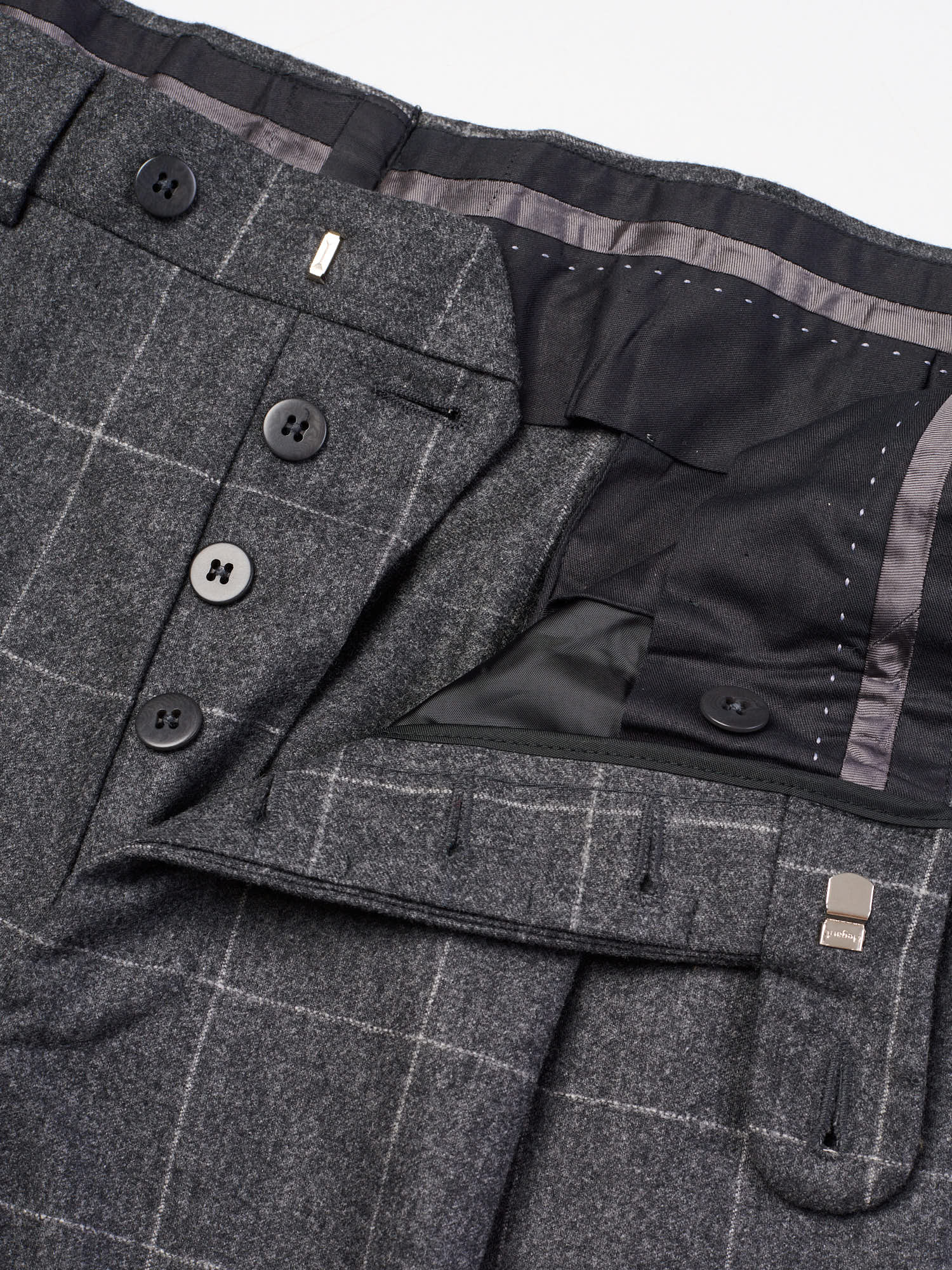 Gray Handmade Windowpane Wool Dress Pants Size EU 50 NEW US 34