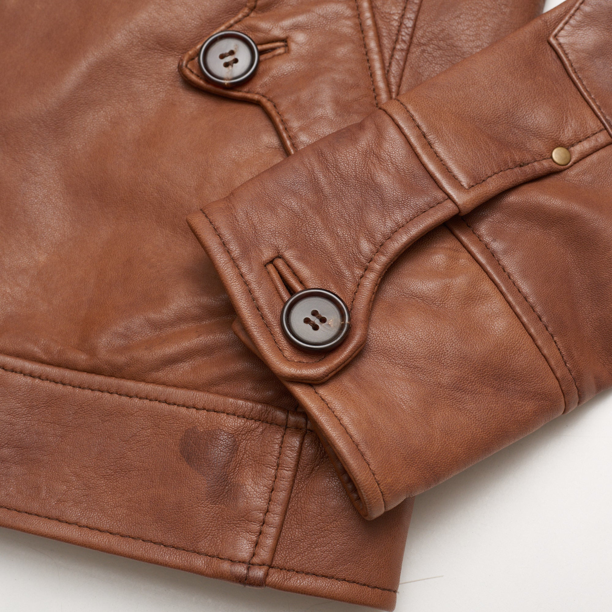 HARTFORD Brown Lamb Nappa Leather Flight Bomber Jacket Size M HARTFORD