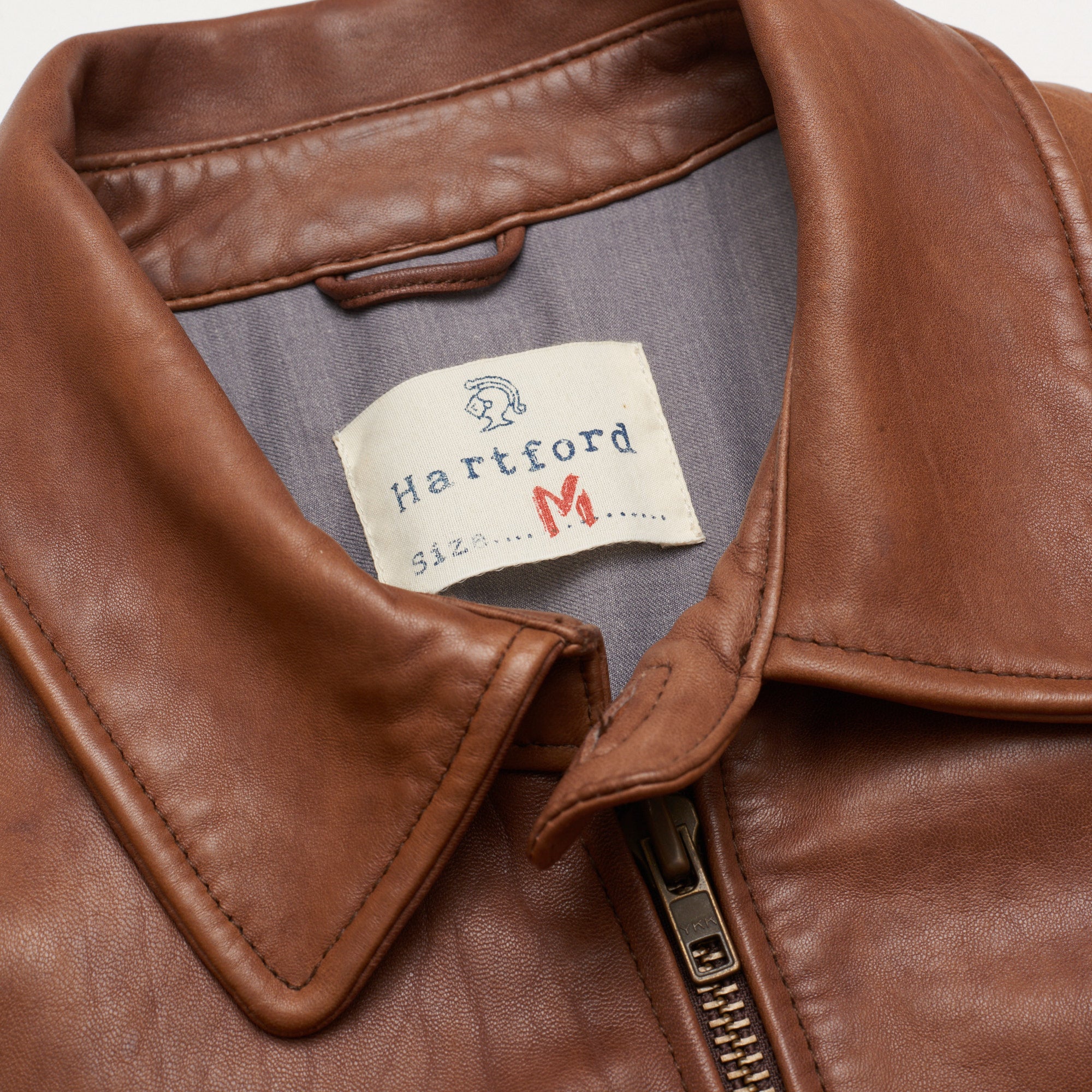 HARTFORD Brown Lamb Nappa Leather Flight Bomber Jacket Size M HARTFORD